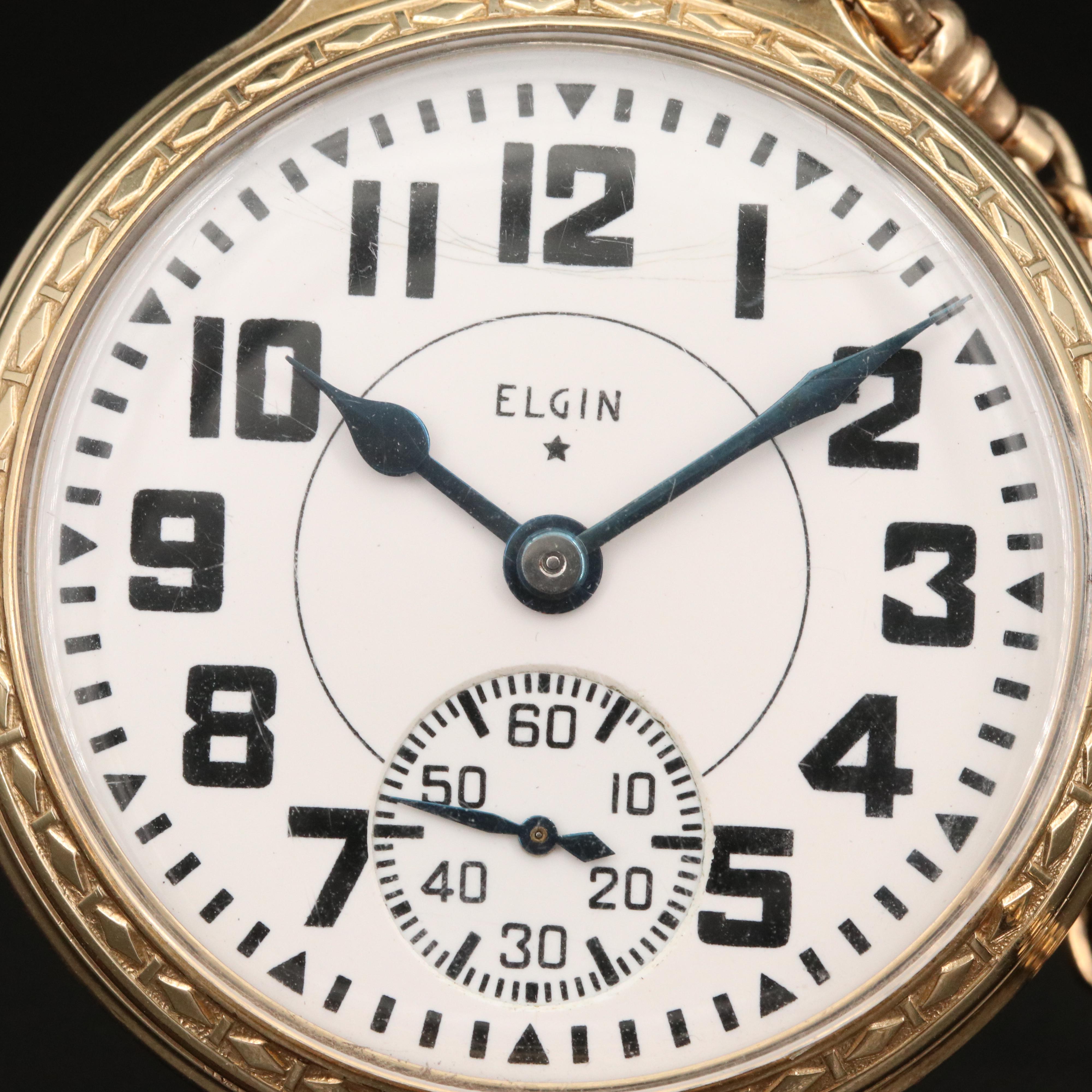 1940 Elgin B.W. Raymond 10K Gold Filled Railroad Grade Pocket Watch with Fob