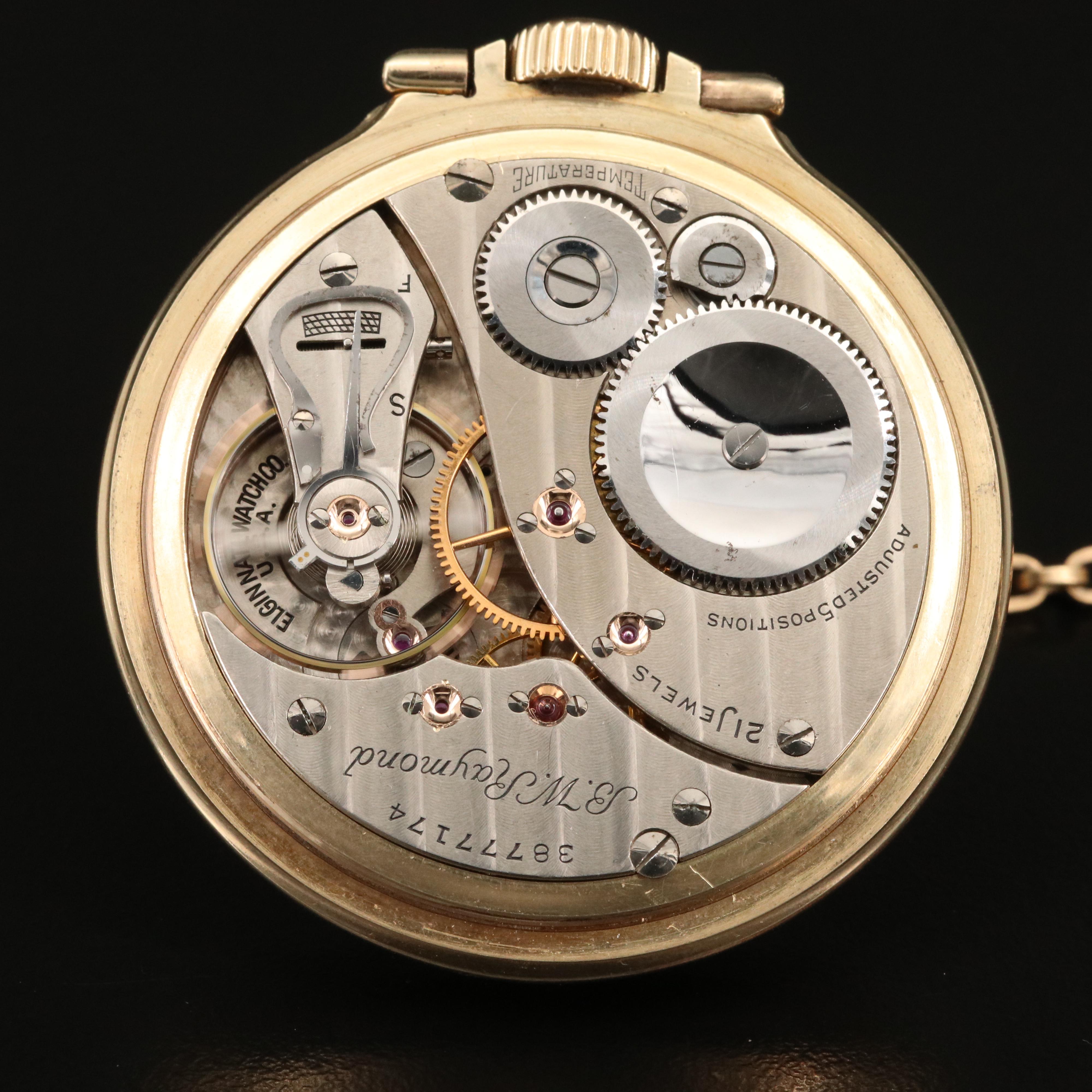 1940 Elgin B.W. Raymond 10K Gold Filled Railroad Grade Pocket Watch with Fob