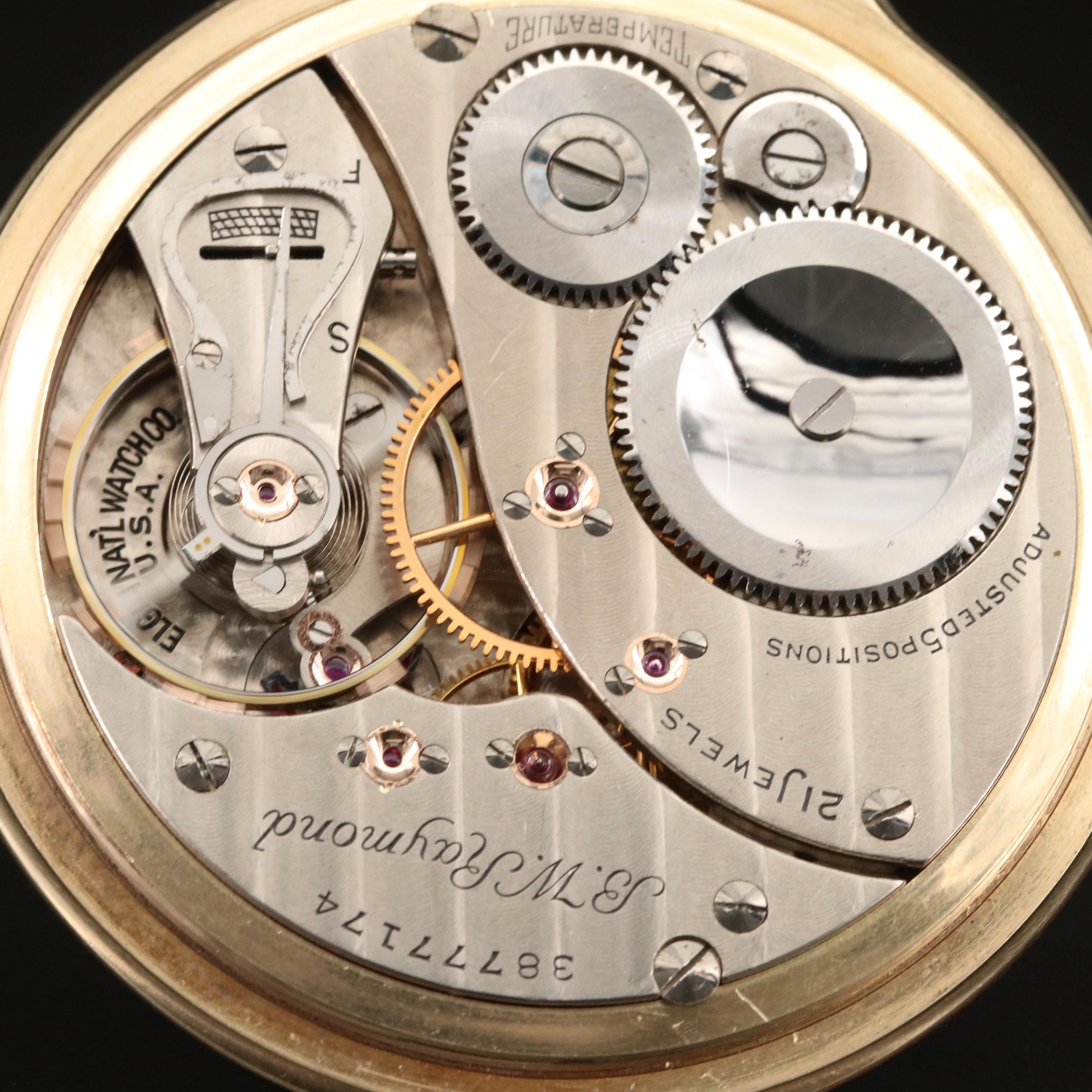 1940 Elgin B.W. Raymond 10K Gold Filled Railroad Grade Pocket Watch with Fob