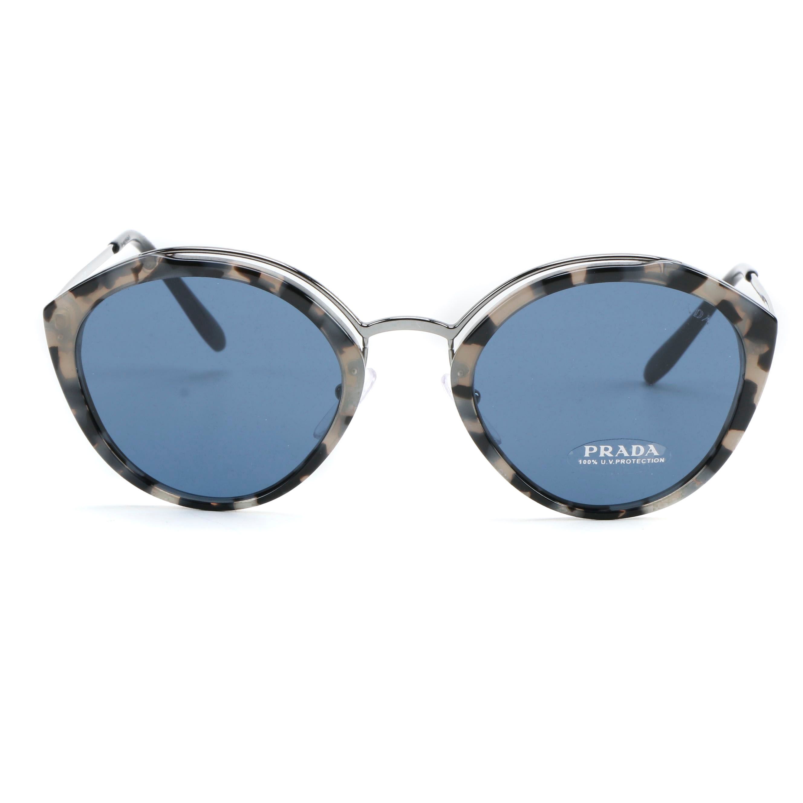 Prada SPR 18U Round Tortoise Brow Accent Sunglasses with Case and Box