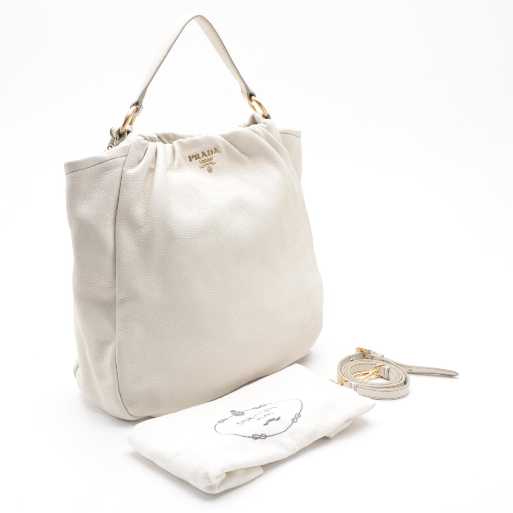 Prada Two-Way Hobo Bag in Talco Antik Cervo