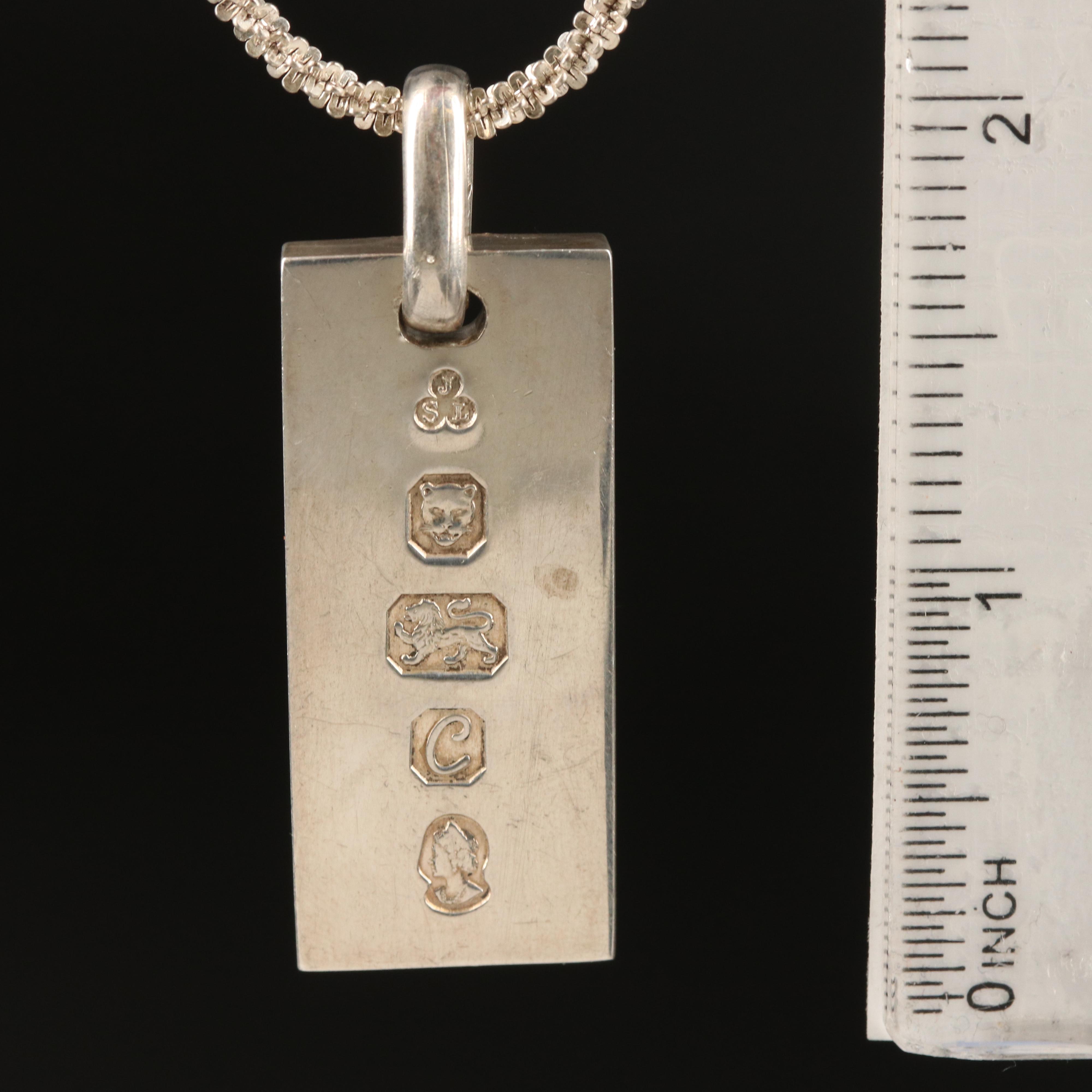 Sterling Queen Elizabeth II Silver Jubilee Commemorative Ingot Pendant Necklace