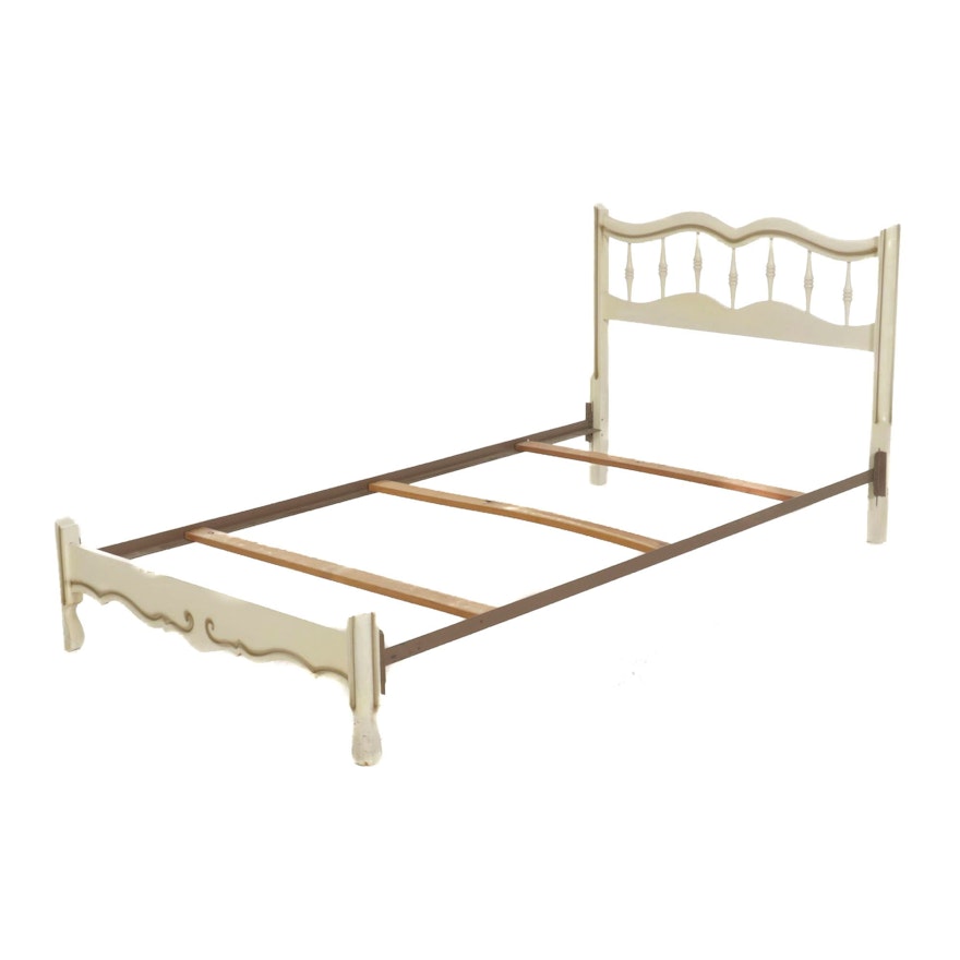 French Provincial Style Painted Wood Twin Size Bed Frame