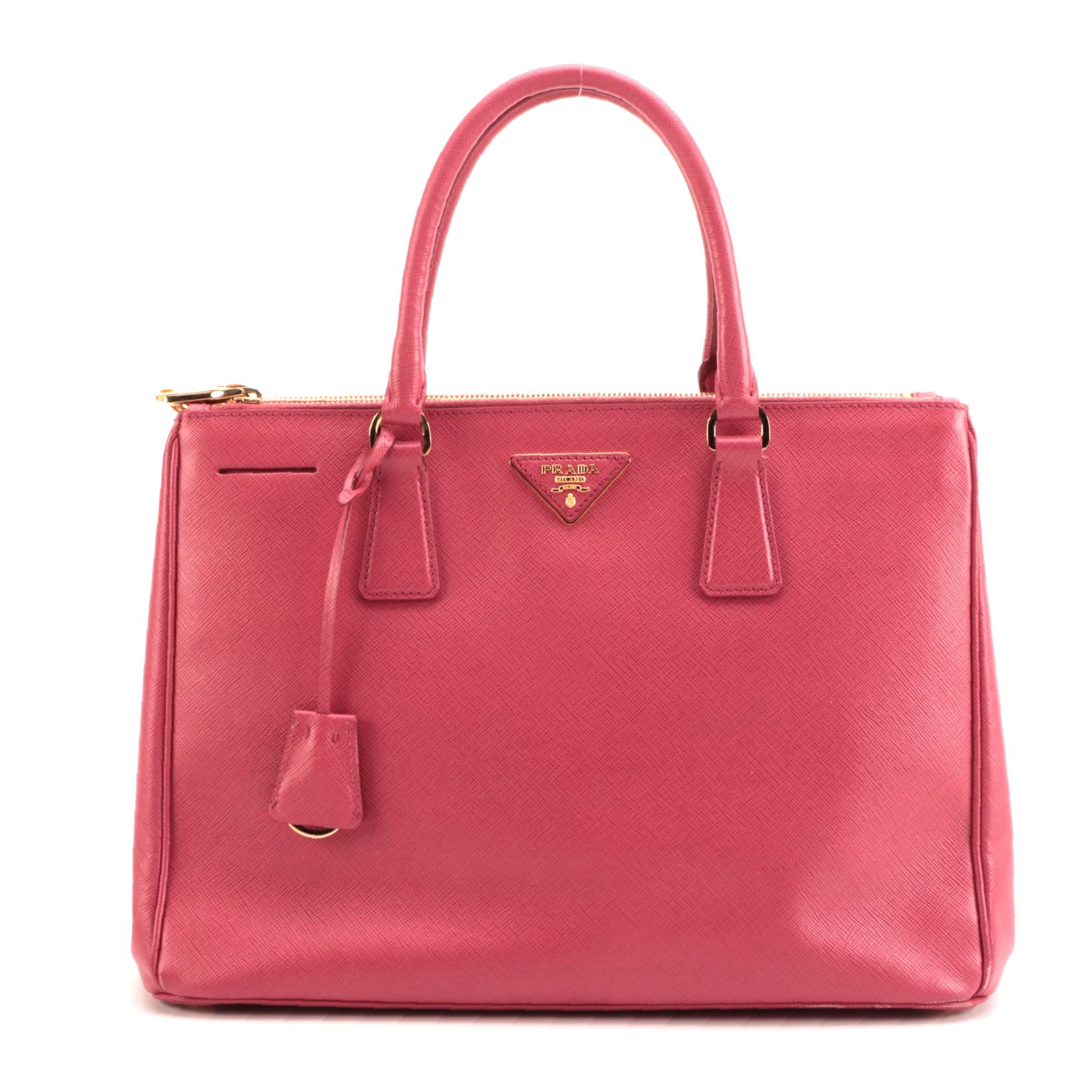 Prada Coral Pink Saffiano Leather Two-Way Zip Tote