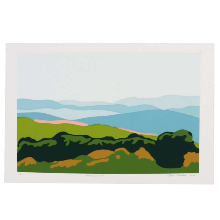 Thomas Norulak Landscape Serigraph "West Virginia Vista," 2019