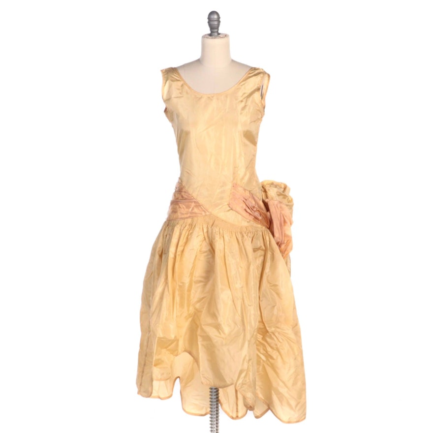 Silk "Robe de Style" Scalloped Hi-Lo Dress, 1920s