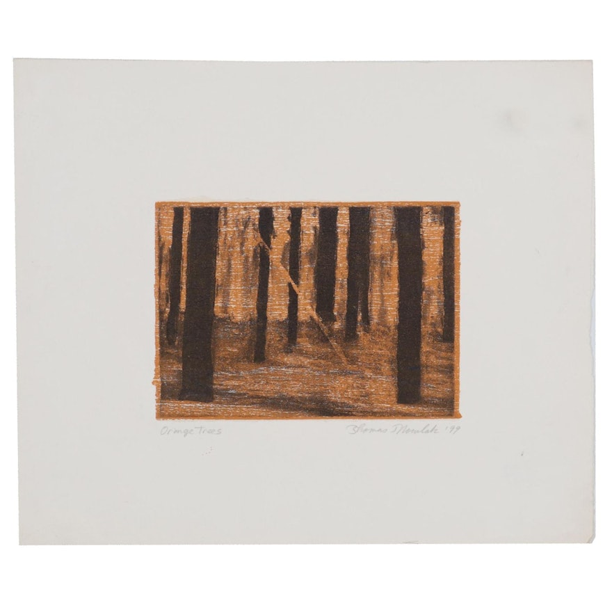 Thomas Norulak Etching "Orange Trees," 1999