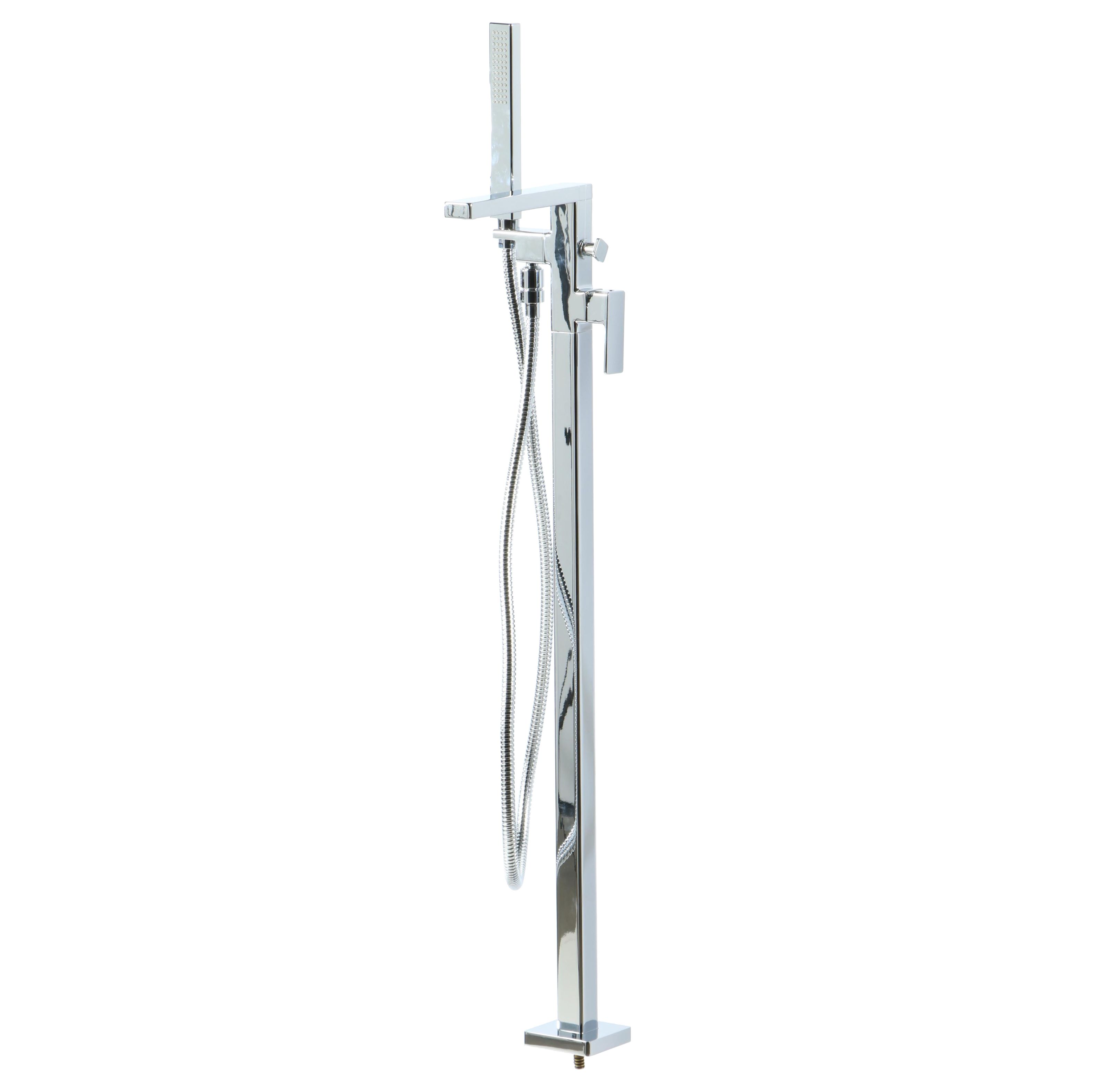 Freestanding Tub Filler with Hand Shower in Chrome