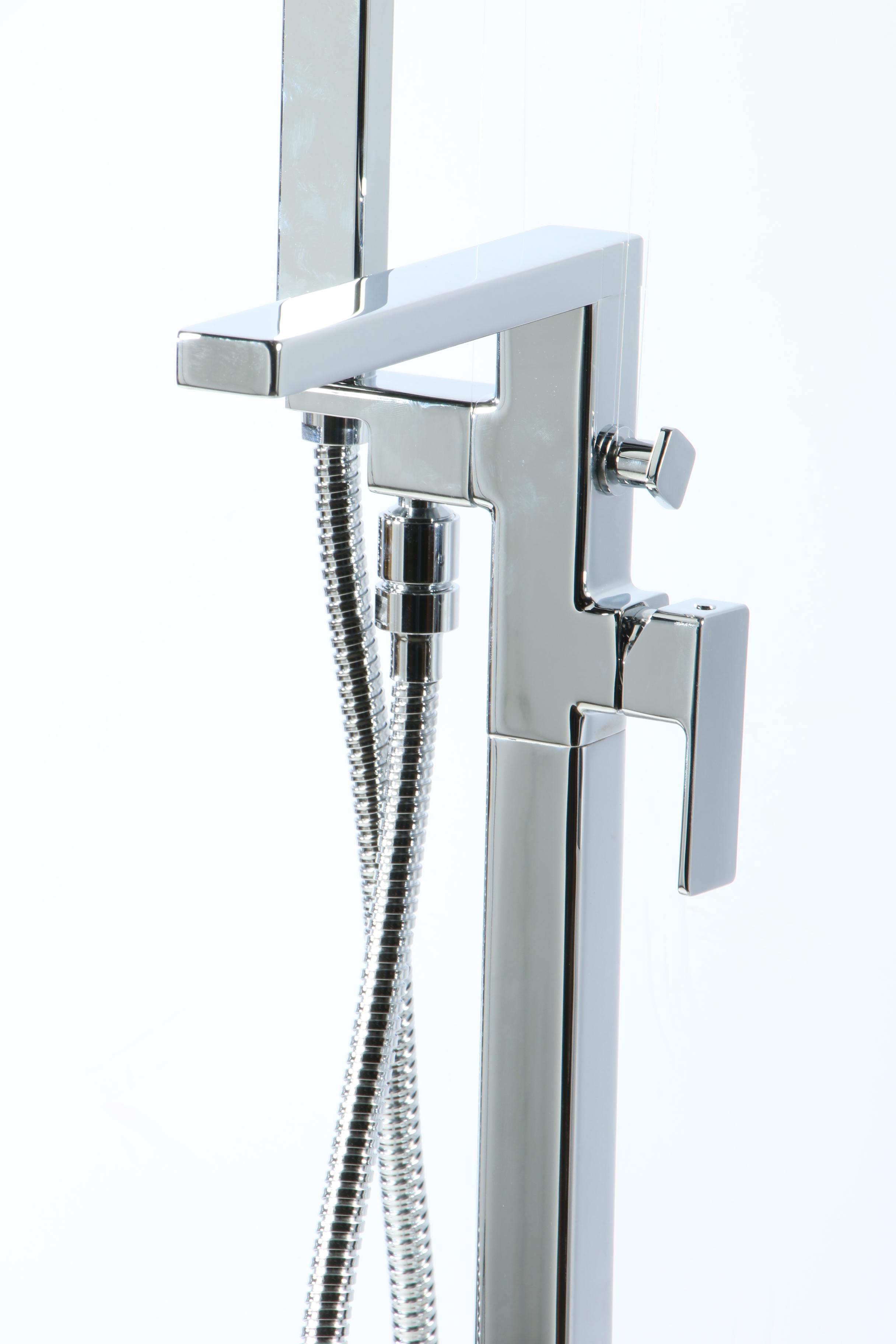 Freestanding Tub Filler with Hand Shower in Chrome