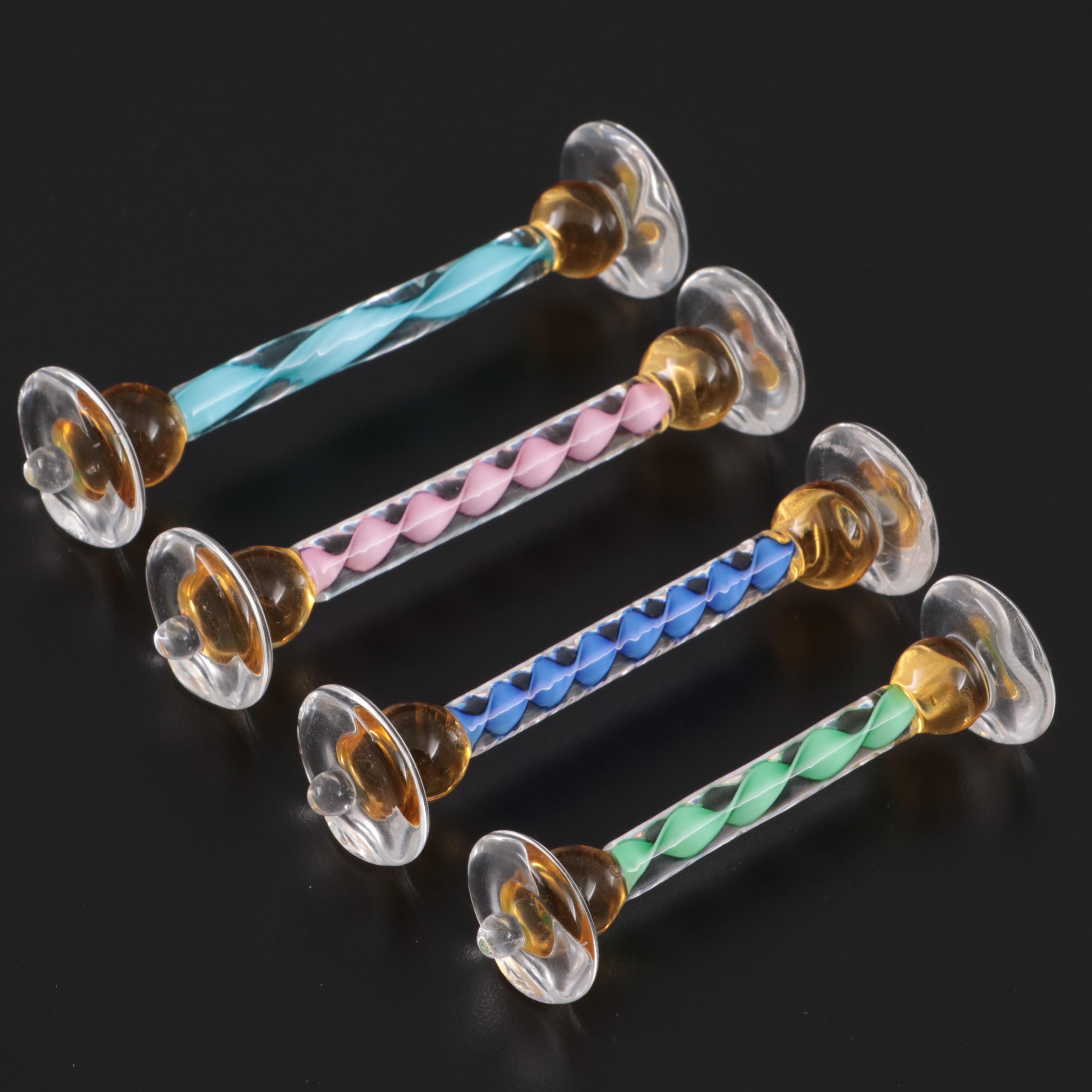 Murano Blown Spiral Art Glass Knife Rests, Mid-20th Century