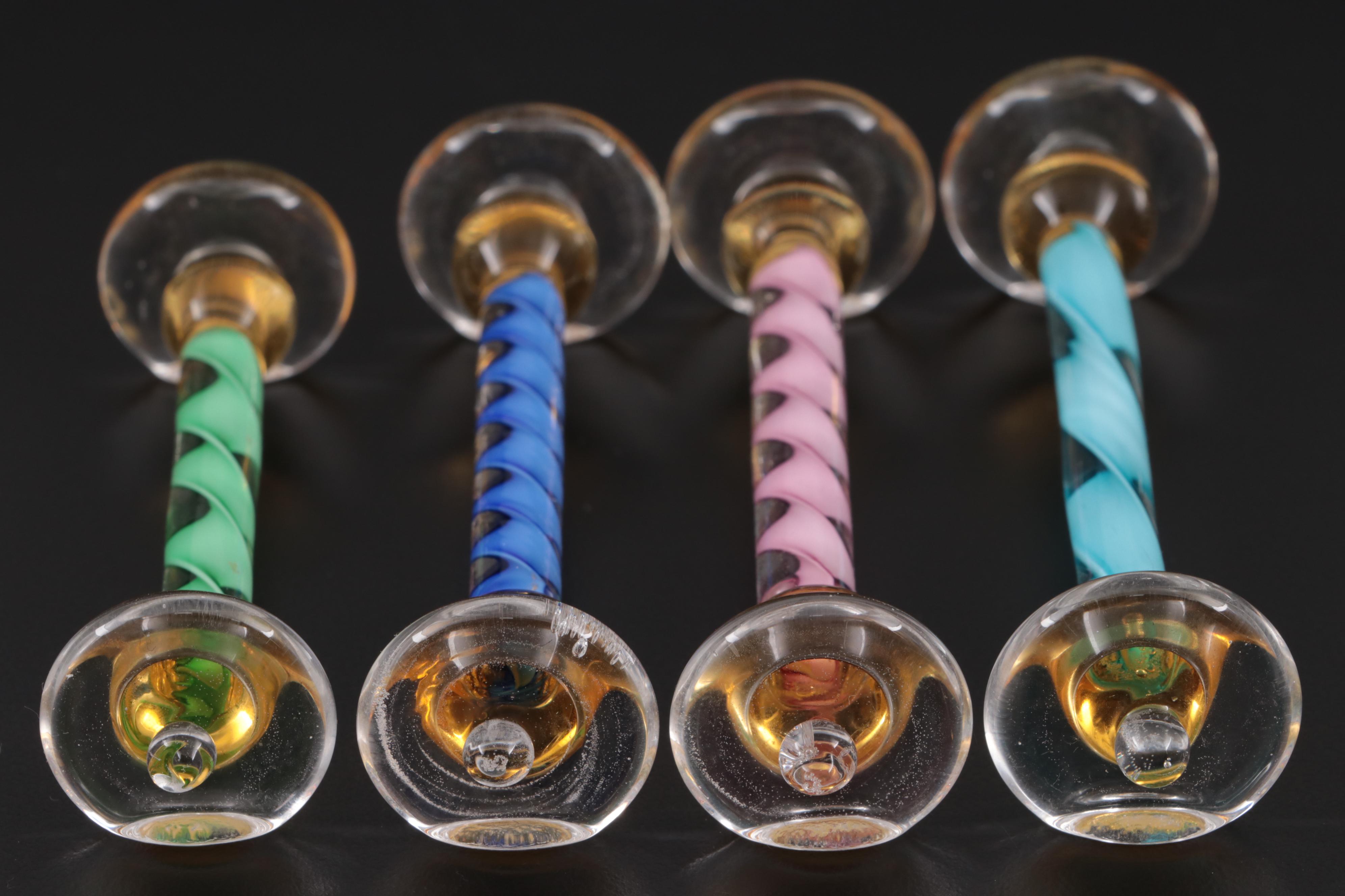 Murano Blown Spiral Art Glass Knife Rests, Mid-20th Century