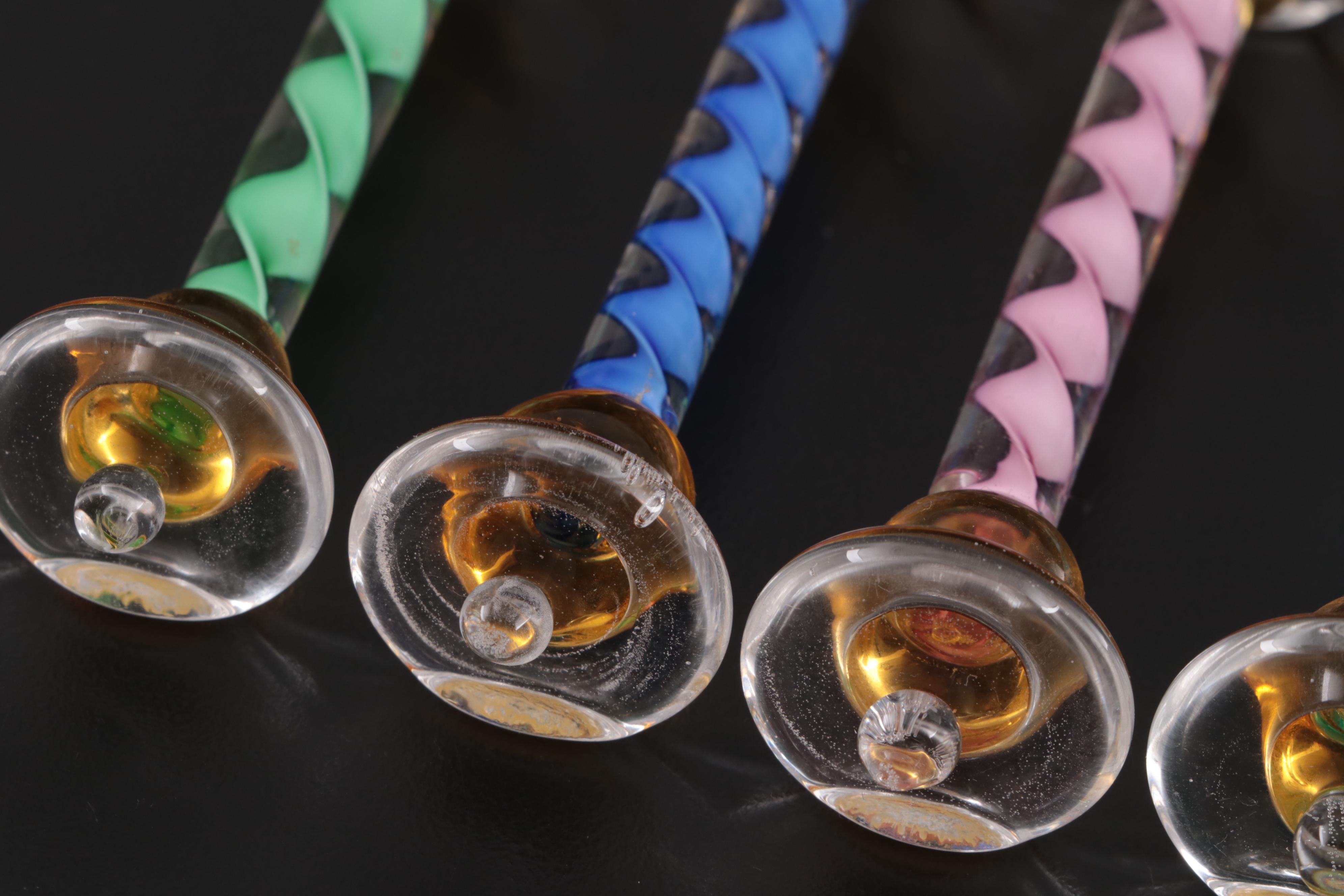 Murano Blown Spiral Art Glass Knife Rests, Mid-20th Century