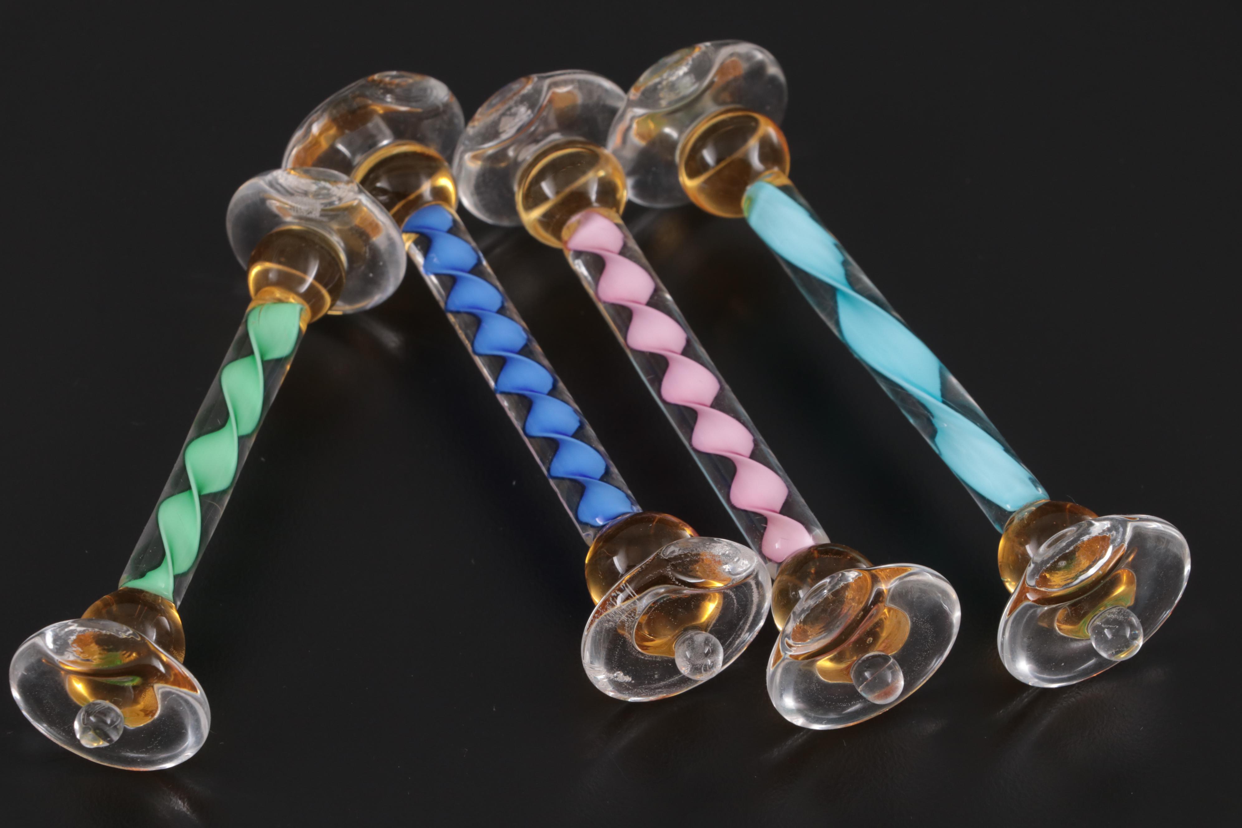 Murano Blown Spiral Art Glass Knife Rests, Mid-20th Century