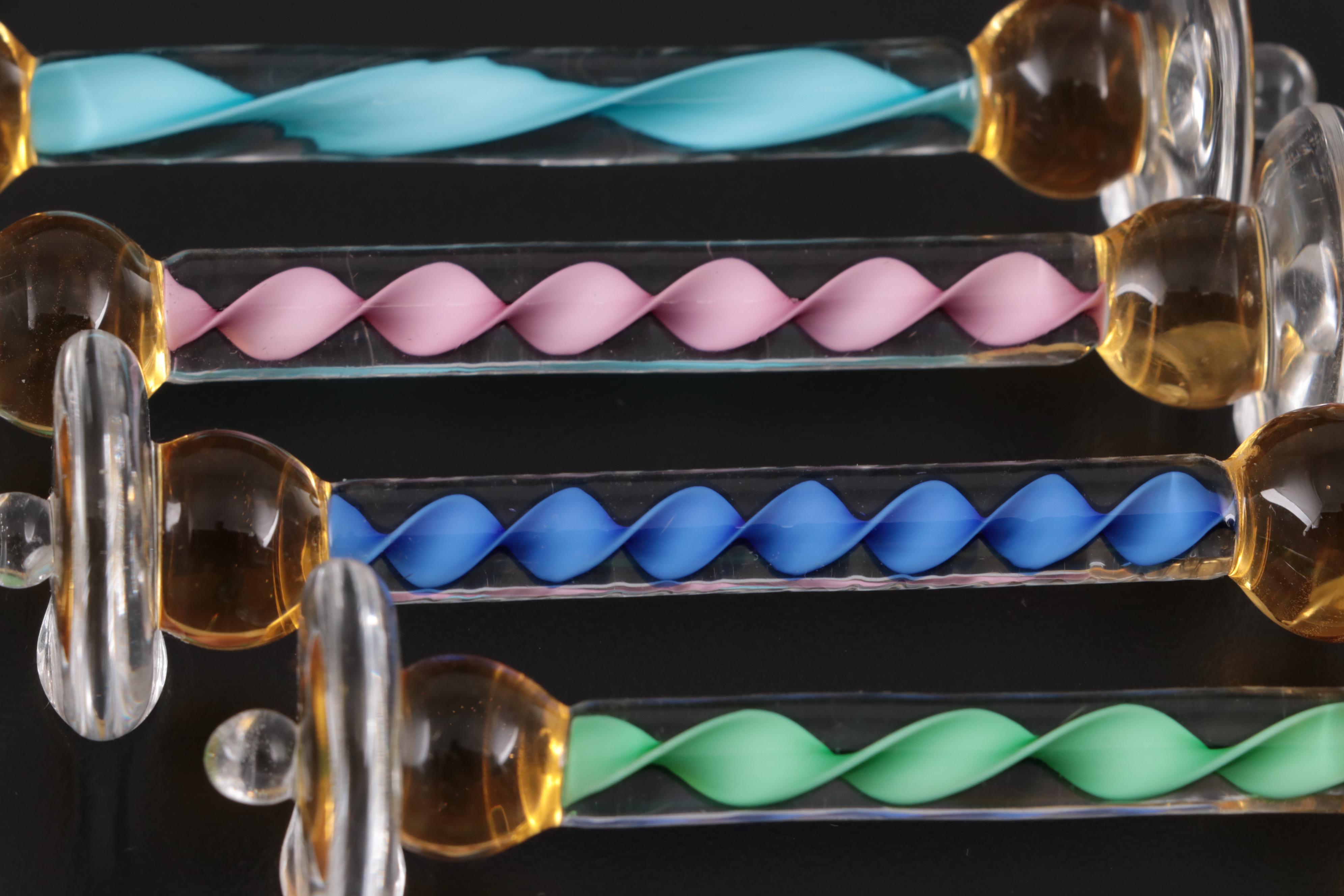 Murano Blown Spiral Art Glass Knife Rests, Mid-20th Century