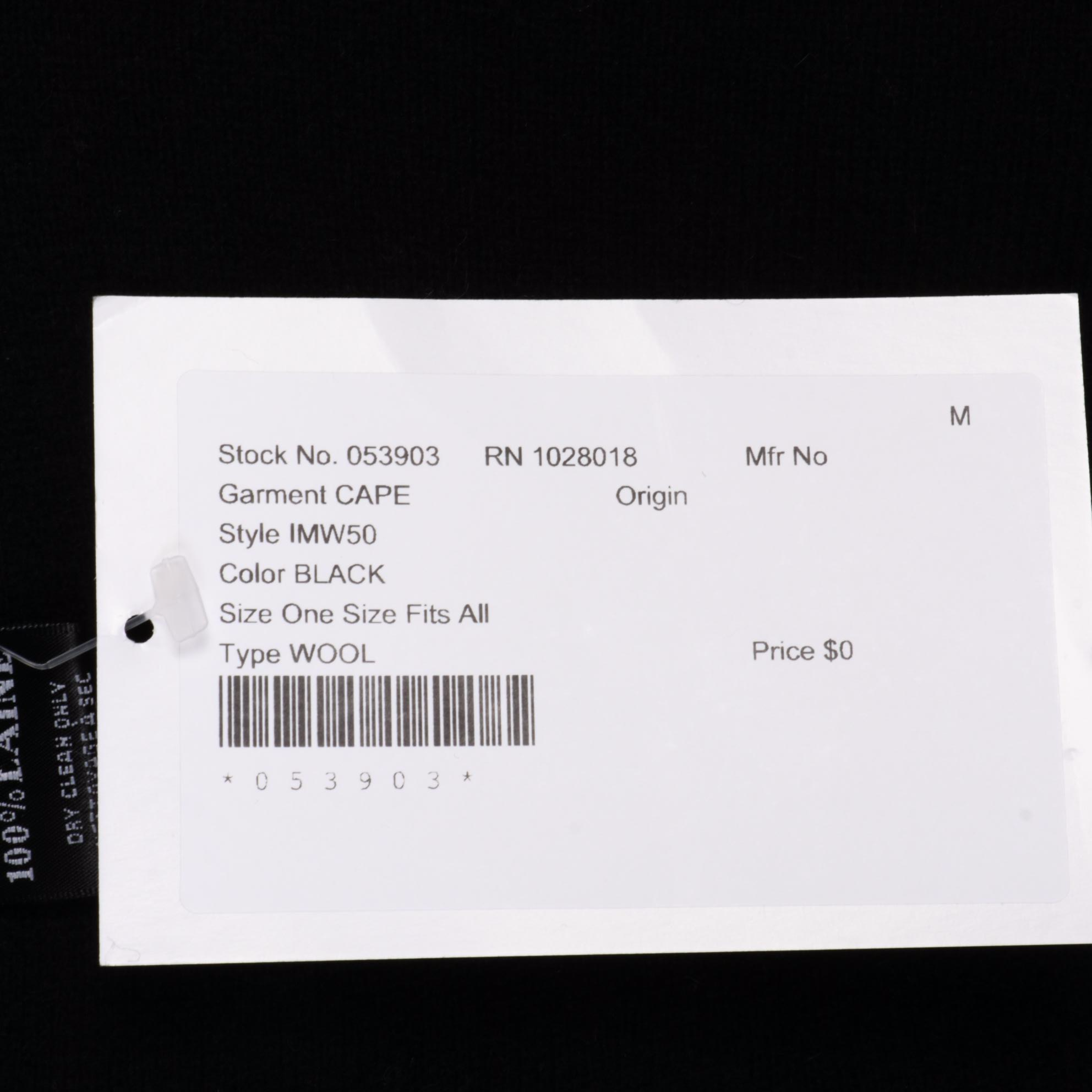 Mitchie's Black Wool Fox and Rabbit Fur Trimmed Sweater Poncho with Merchant Tag