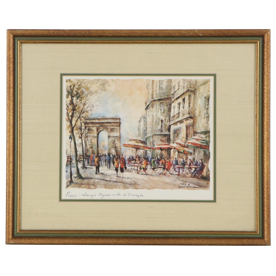 Giclée of Parisian Street Scene after Lucien Delarue, 21st Century