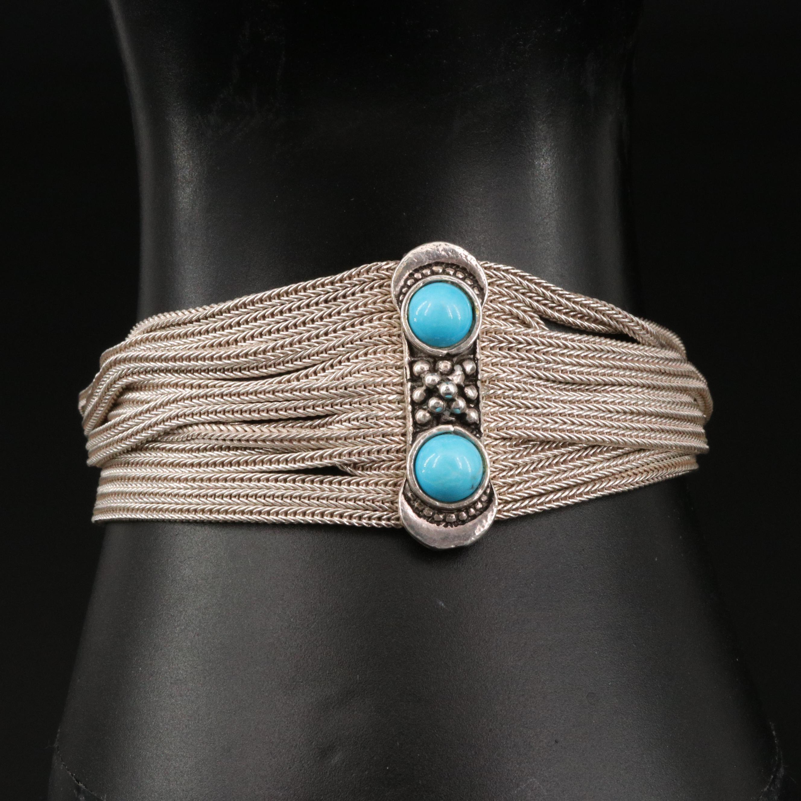 Turkish Sterling Silver Magnesite Multi-Strand Bracelet