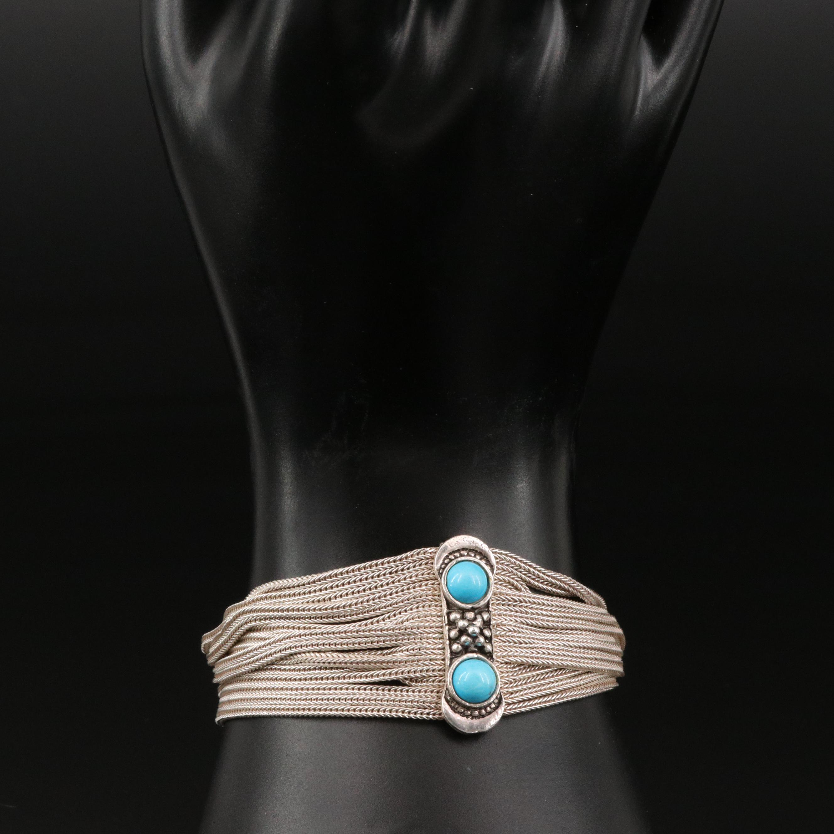 Turkish Sterling Silver Magnesite Multi-Strand Bracelet