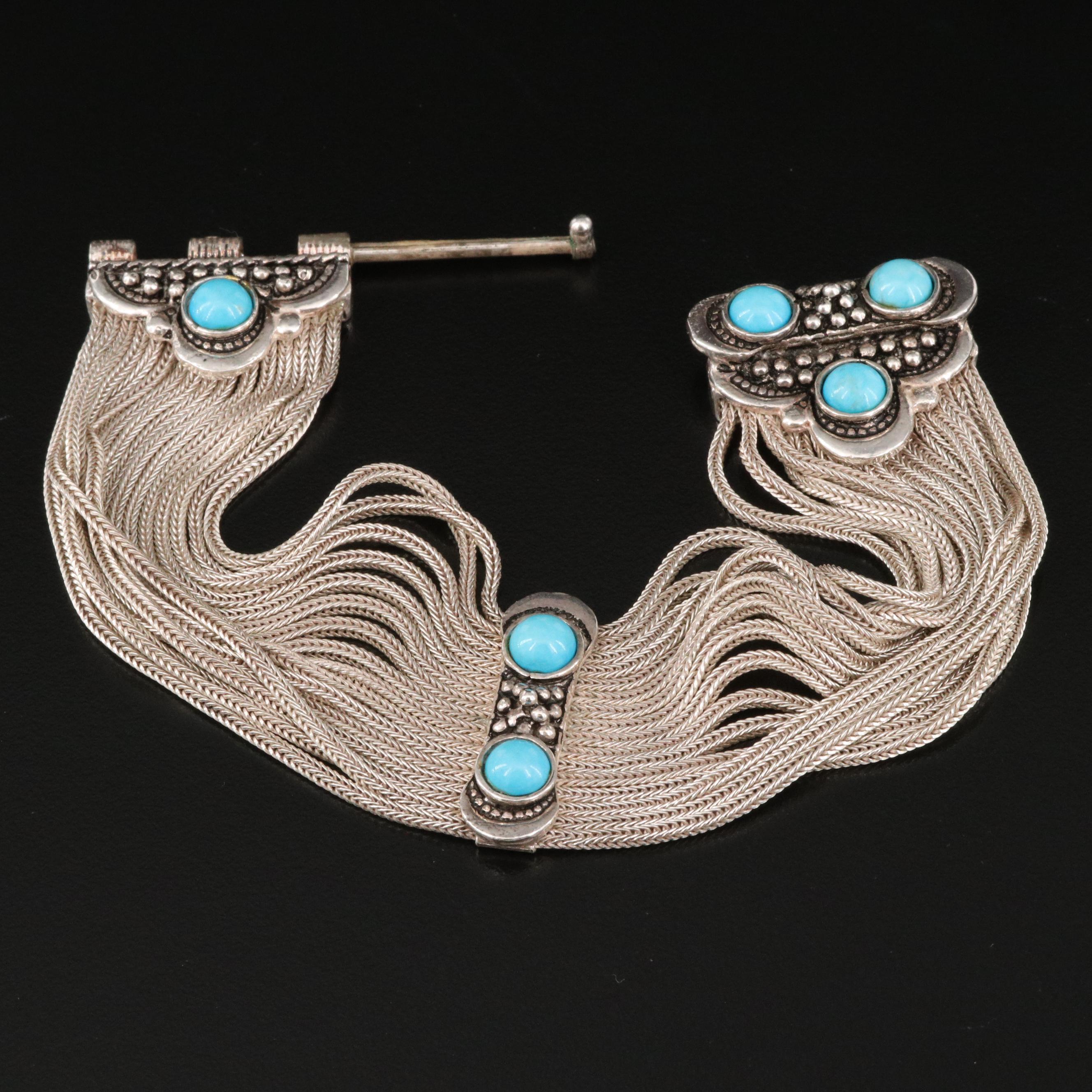 Turkish Sterling Silver Magnesite Multi-Strand Bracelet