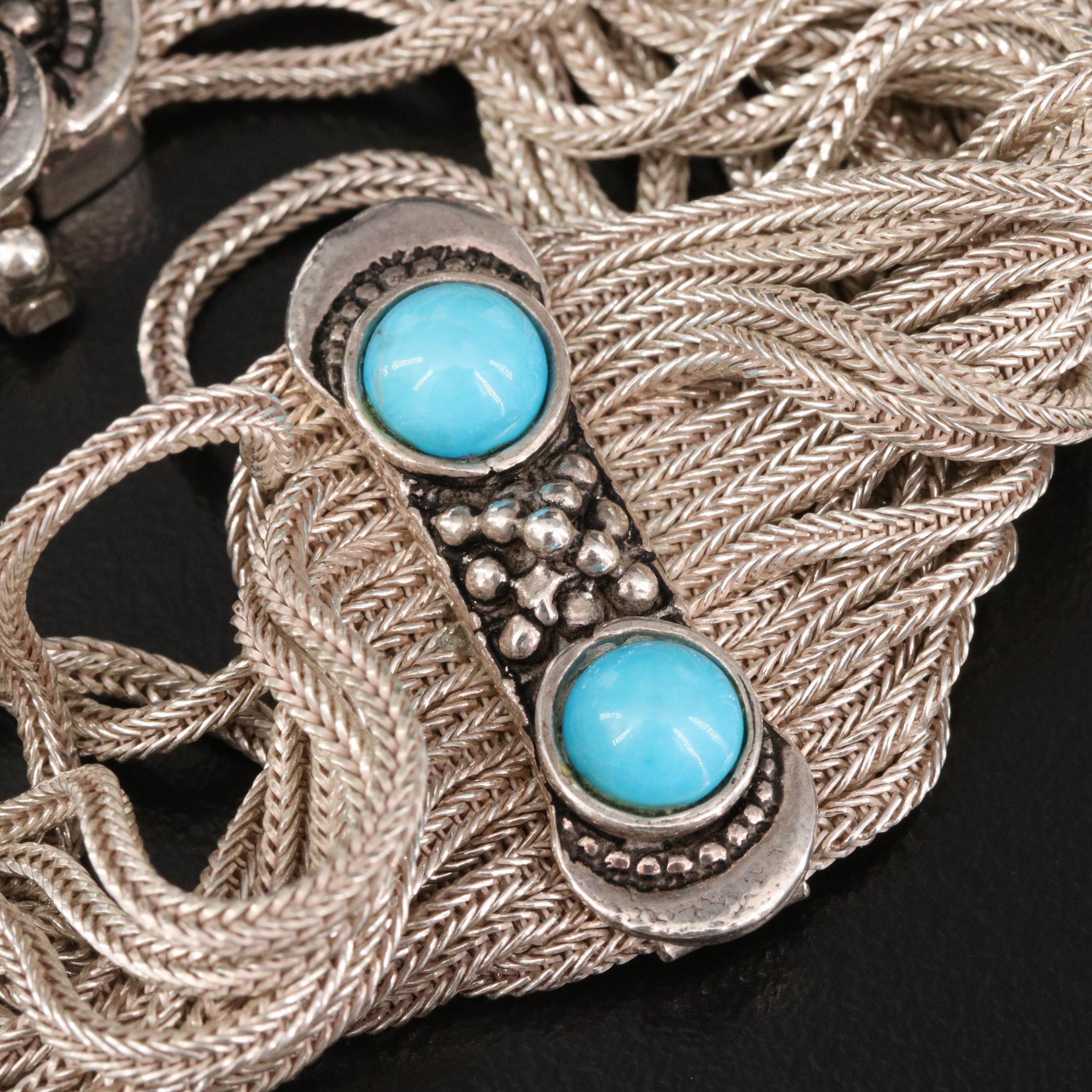 Turkish Sterling Silver Magnesite Multi-Strand Bracelet