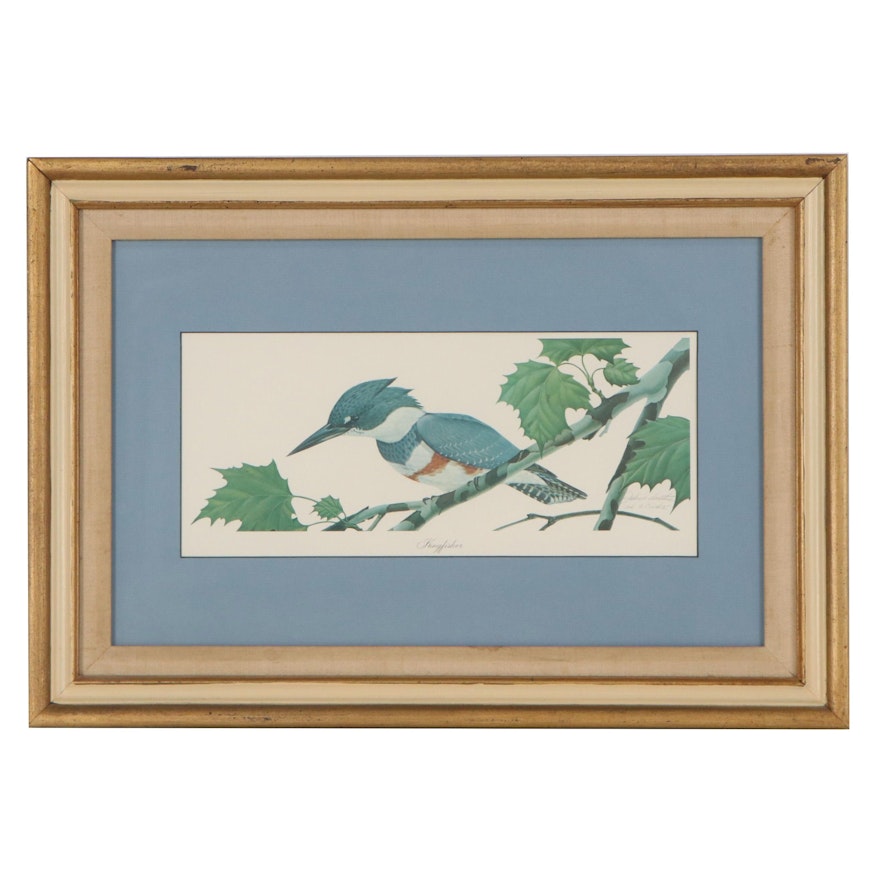 John A. Ruthven Offset Lithograph "Kingfisher," Late 20th Century