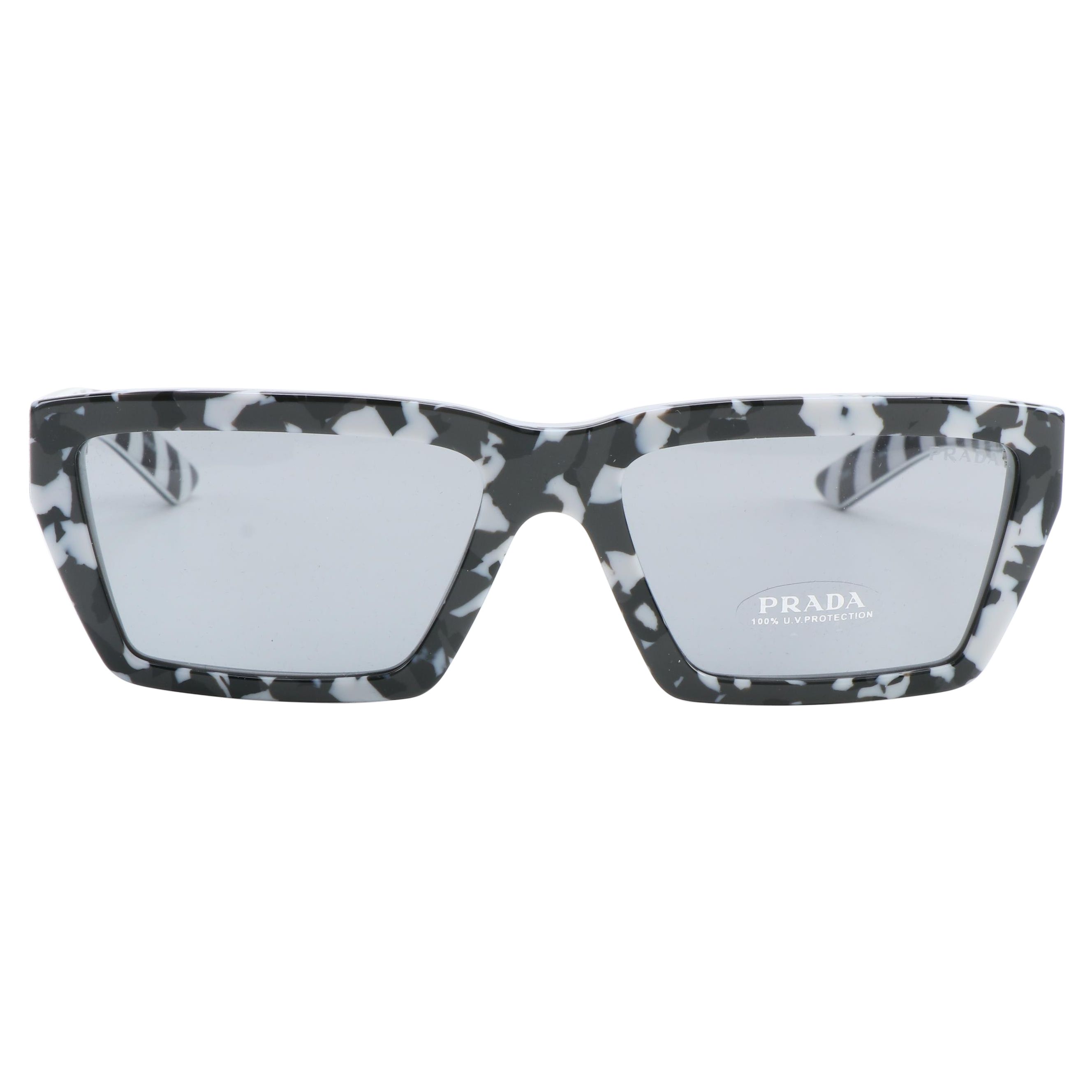 Prada SPR 04V Speckled Acetate Rectangular Sunglasses with Case