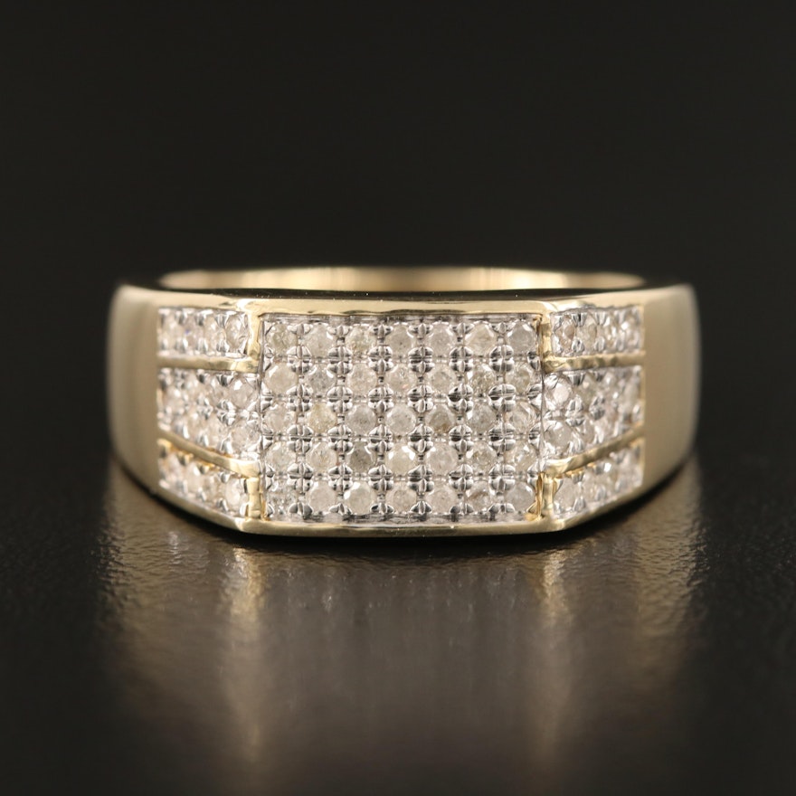 10K Diamond Multi-Row Ring