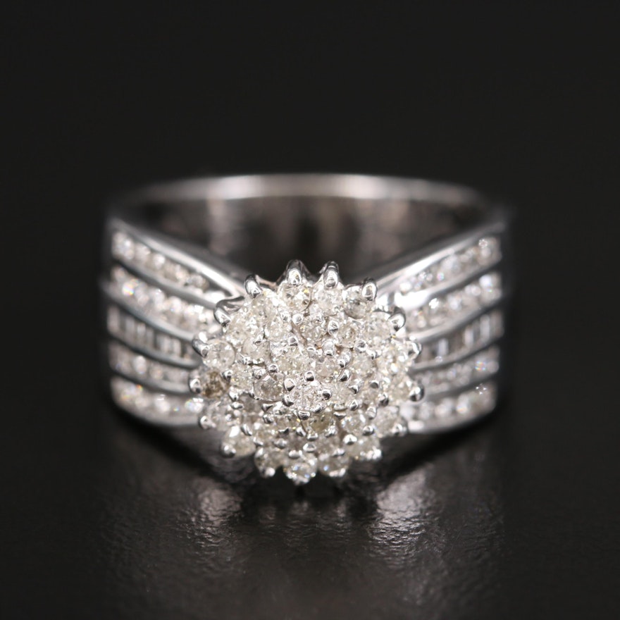 14K 1.00 CTW Diamond Cluster Ring