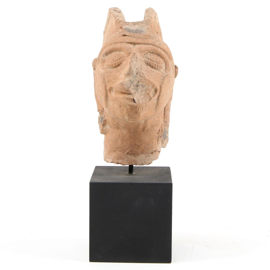 Pre-Columbian Veracruz Ceramic Head, possibly Xipetotec, C. 1350 CE
