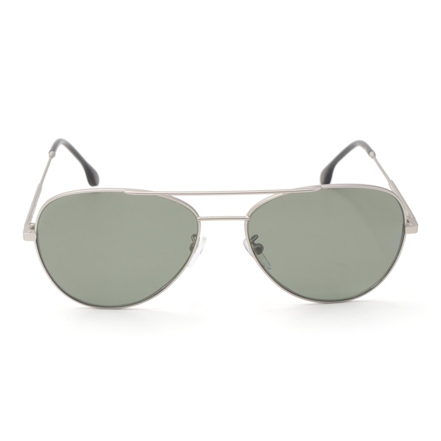 Paul Smith Angus Matte Silver Tone Aviator Sunglasses with Case