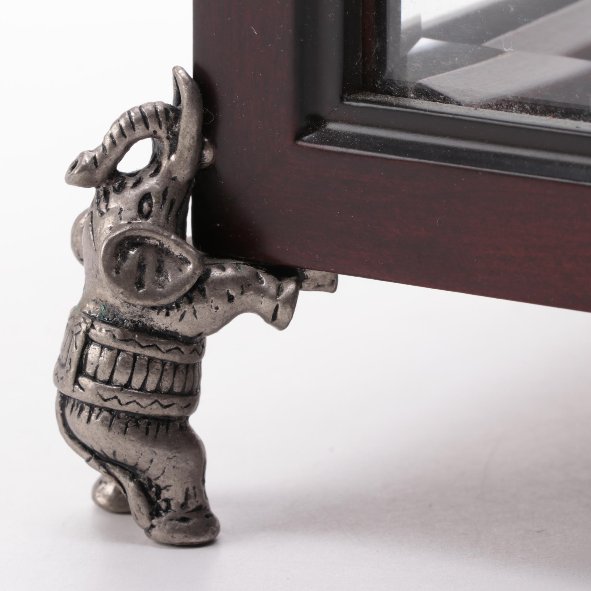 The Bombay Company Glass Paneled Wooden Display Box with Elephant Form Feet