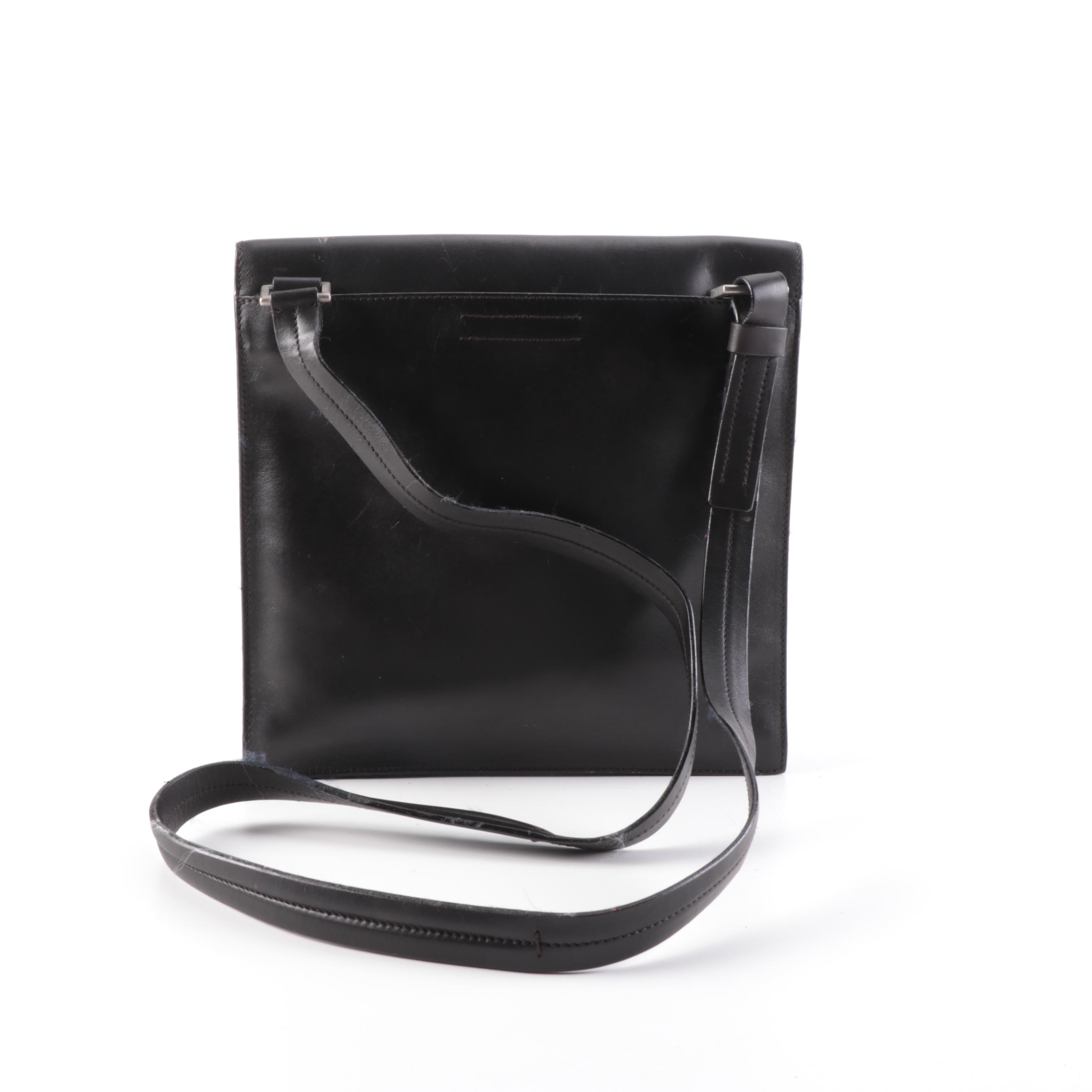 Prada Front Flap Crossbody in Smooth Black Leather