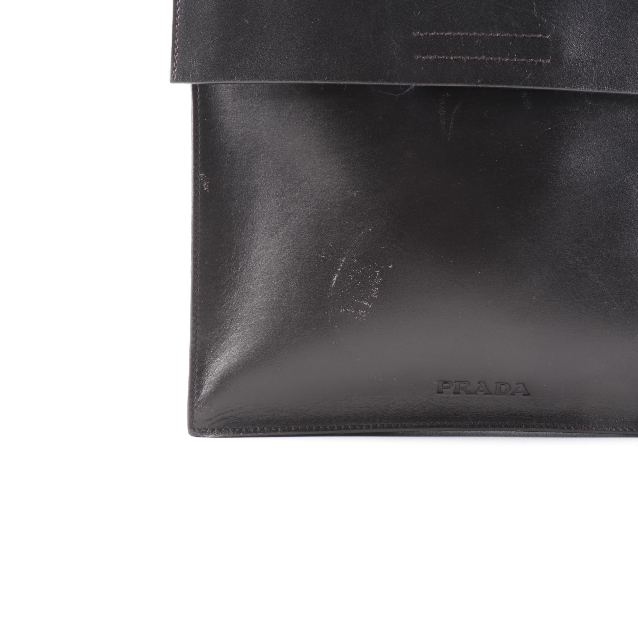 Prada Front Flap Crossbody in Smooth Black Leather