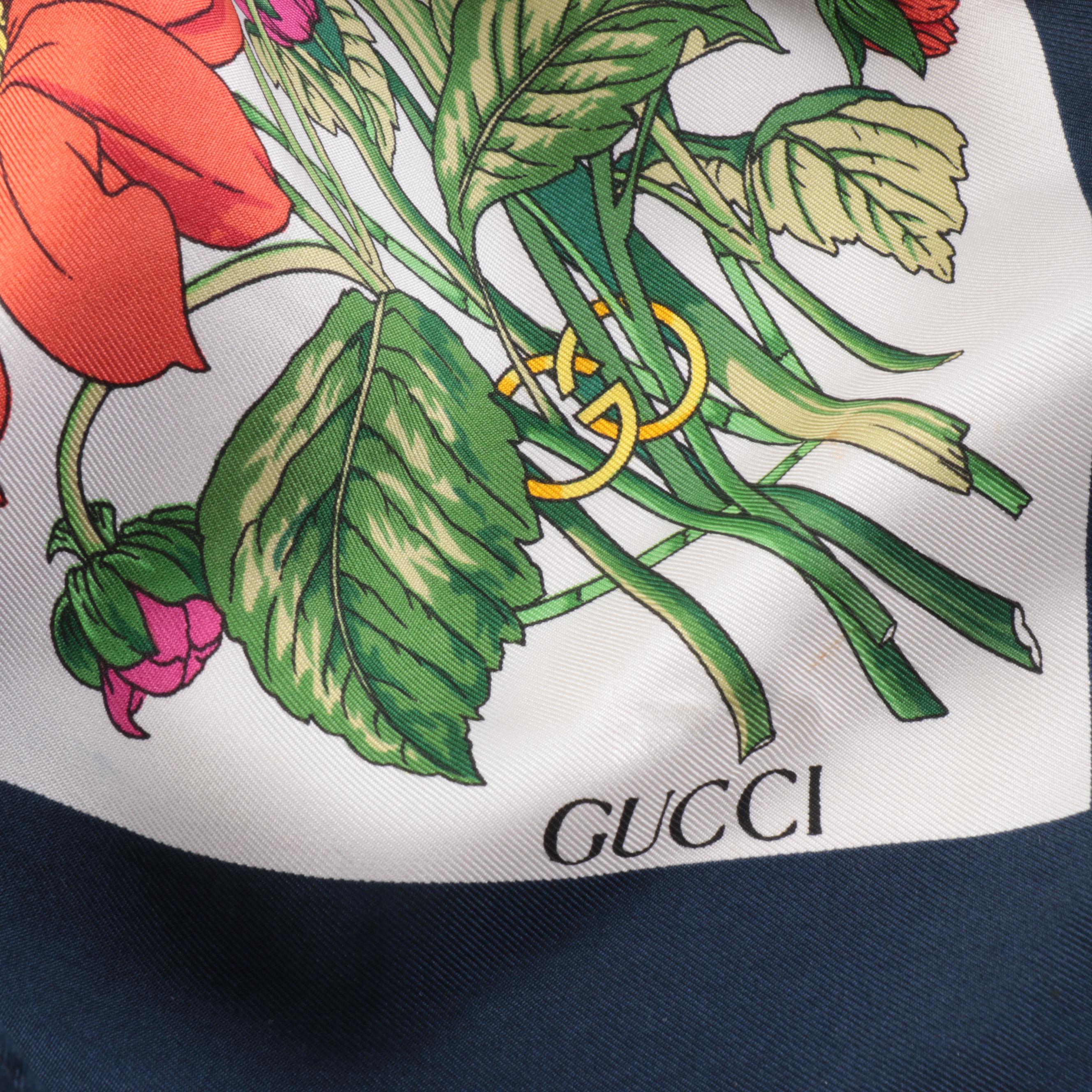 Gucci Flora Printed Silk Twill Scarf