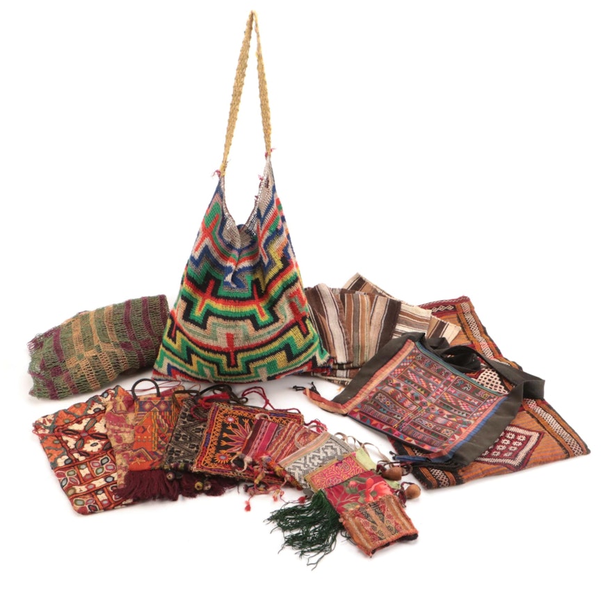 Woven Textile Bags and Drawstring Bags with Knit Bags and Unfinished Pouches