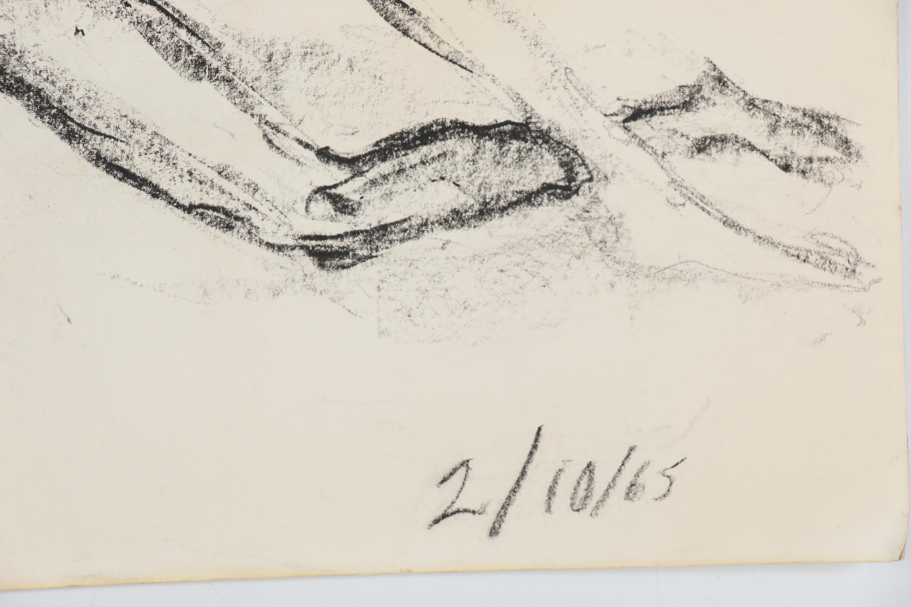 Modern Figurative and Architectural Charcoal Gesture Drawings, circa 1960