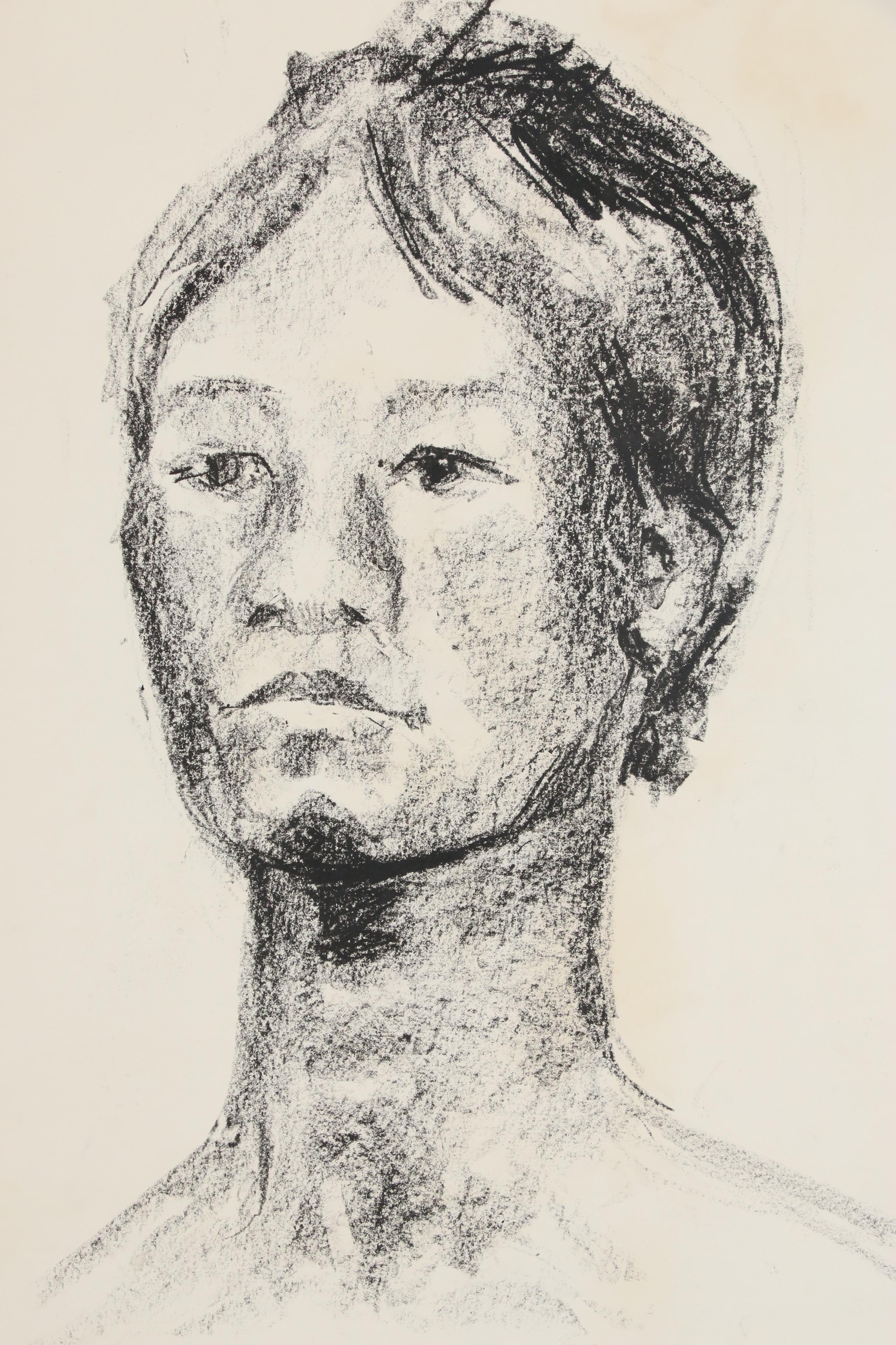 Modern Figurative and Architectural Charcoal Gesture Drawings, circa 1960