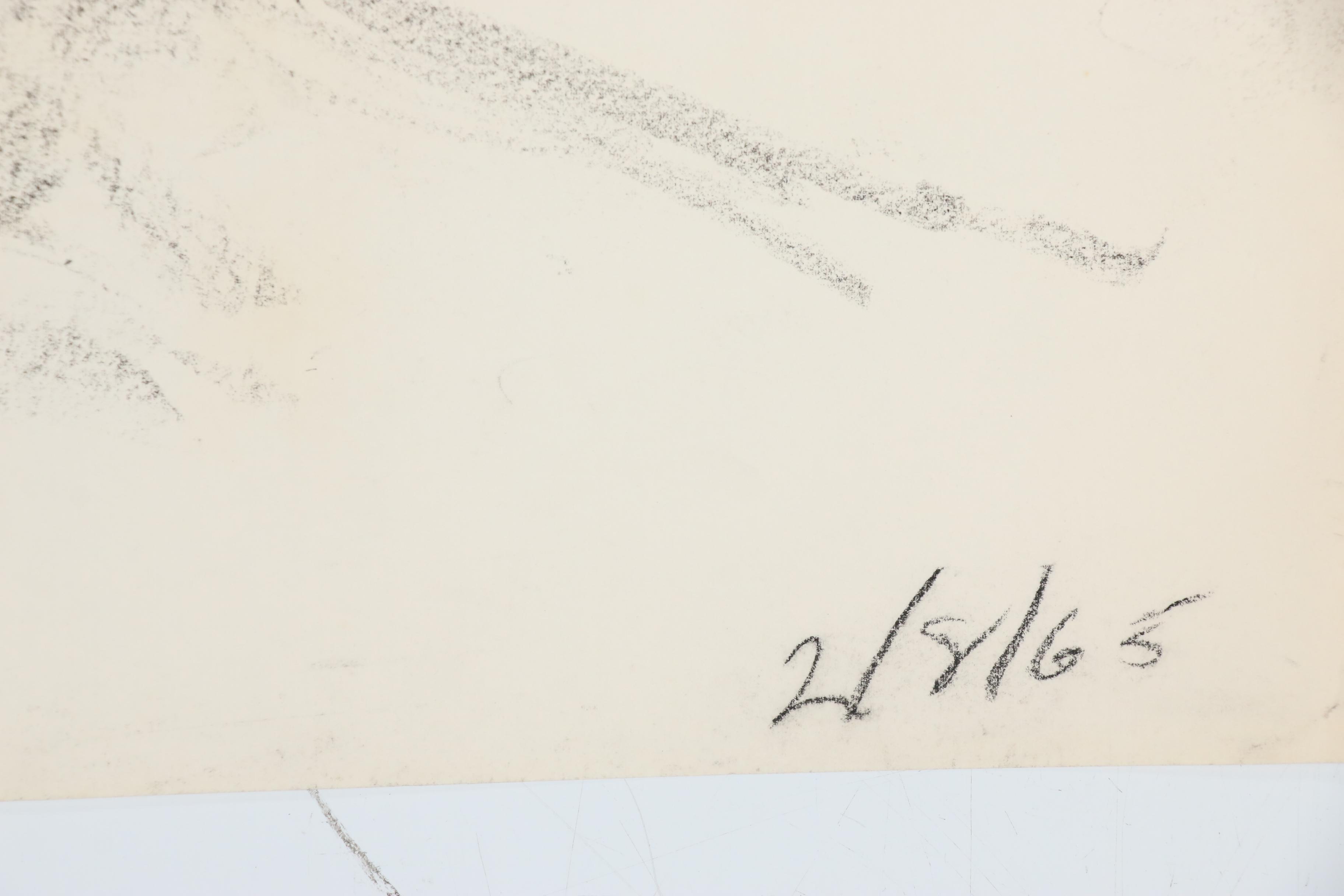 Modern Figurative and Architectural Charcoal Gesture Drawings, circa 1960