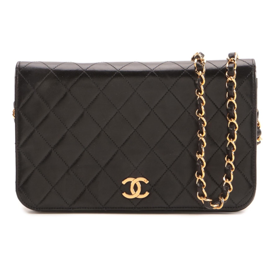 Chanel Full Flap Convertible Clutch in Black Quilted Lambskin Leather