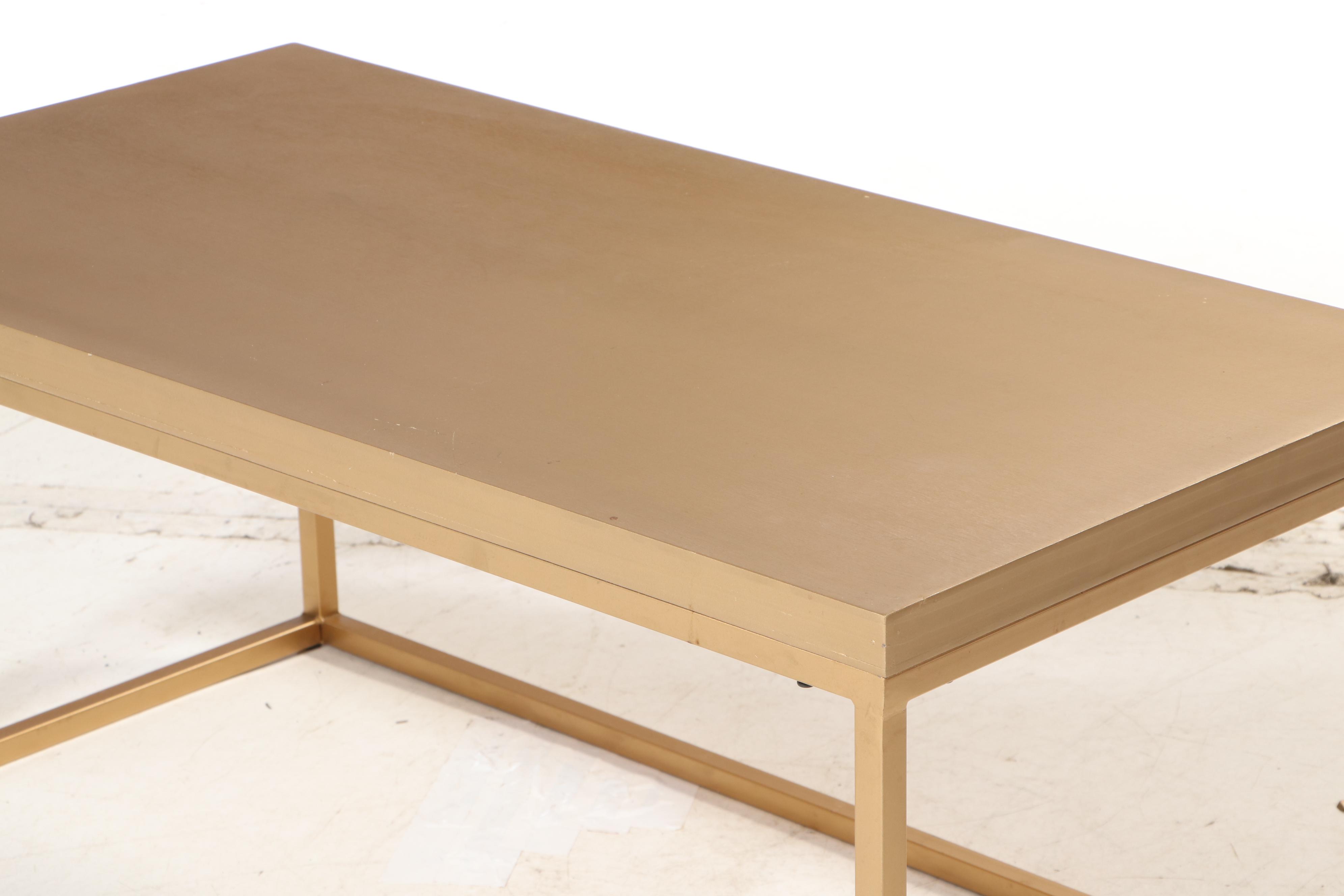 Modernist Style Gold-Tone Metal Coffee Table