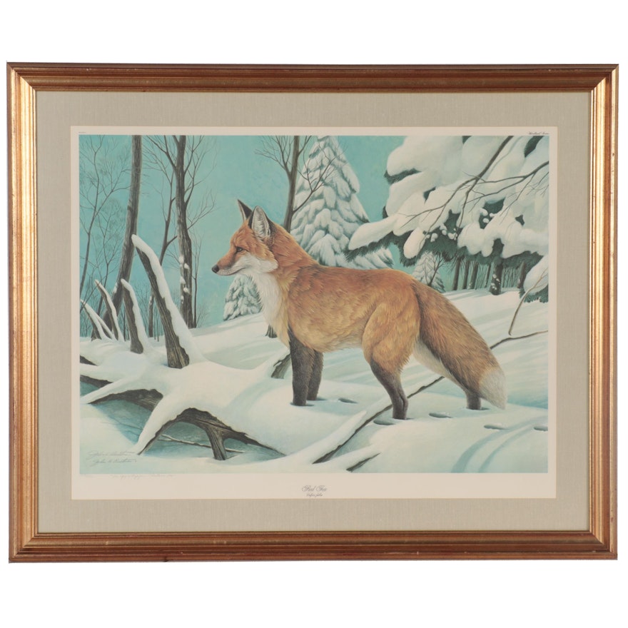 John A. Ruthven Offset Lithograph "Red Fox," circa 1979