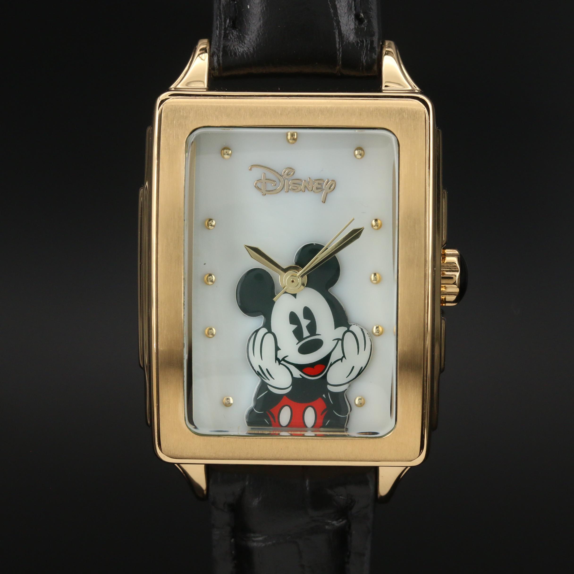 Accutime Disney Mickey Mouse Gold Tone Quartz Watch