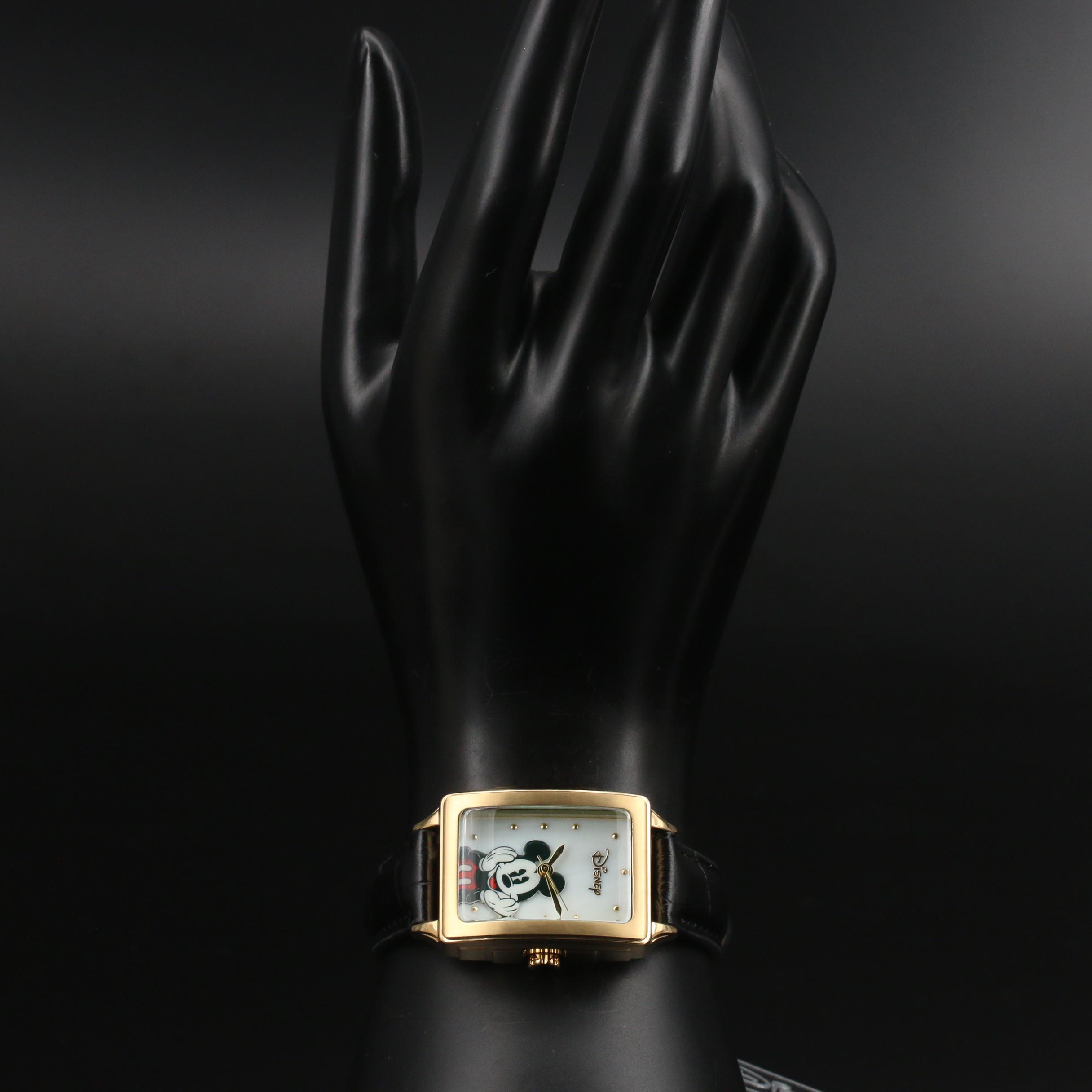 Accutime Disney Mickey Mouse Gold Tone Quartz Watch