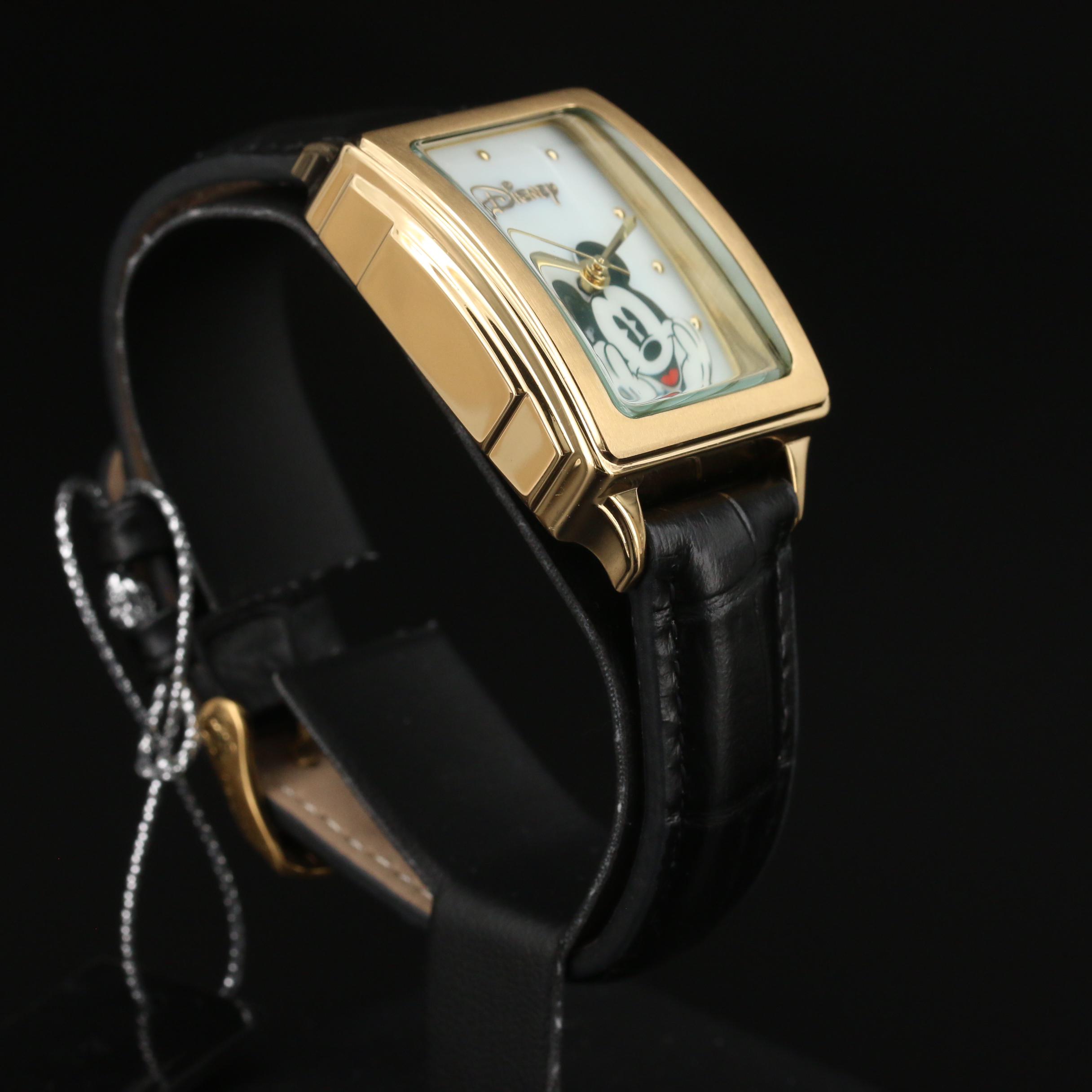 Accutime Disney Mickey Mouse Gold Tone Quartz Watch