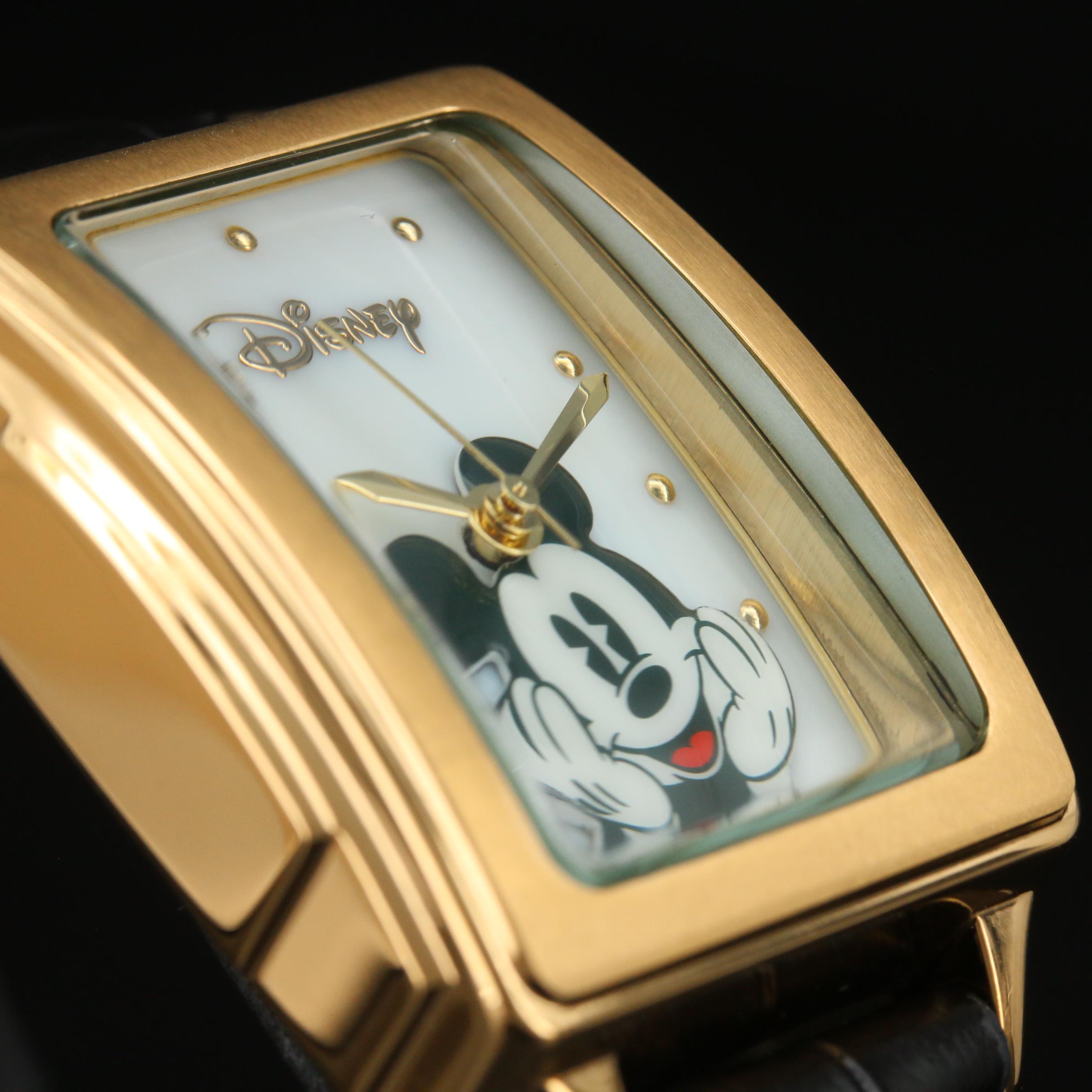 Accutime Disney Mickey Mouse Gold Tone Quartz Watch