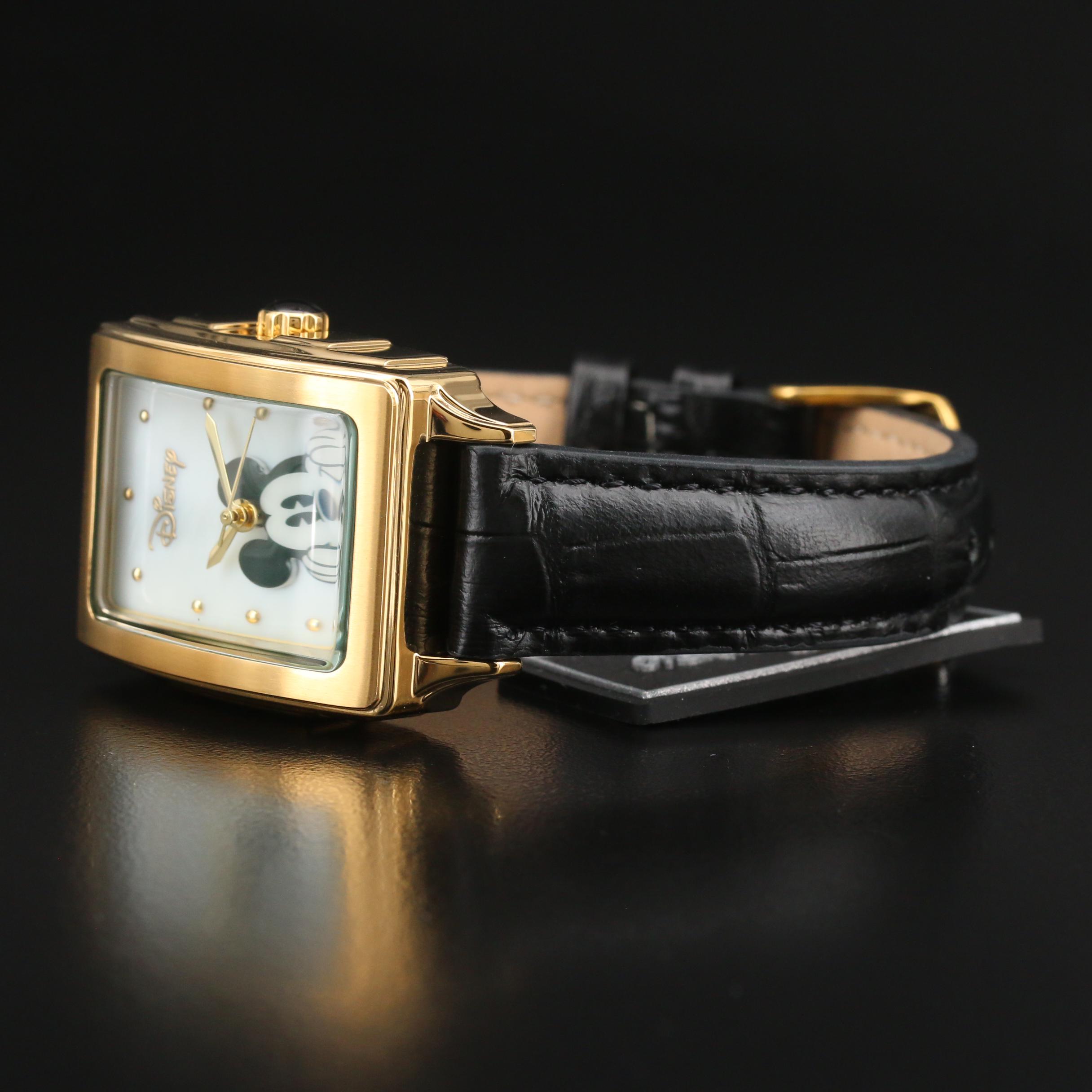 Accutime Disney Mickey Mouse Gold Tone Quartz Watch