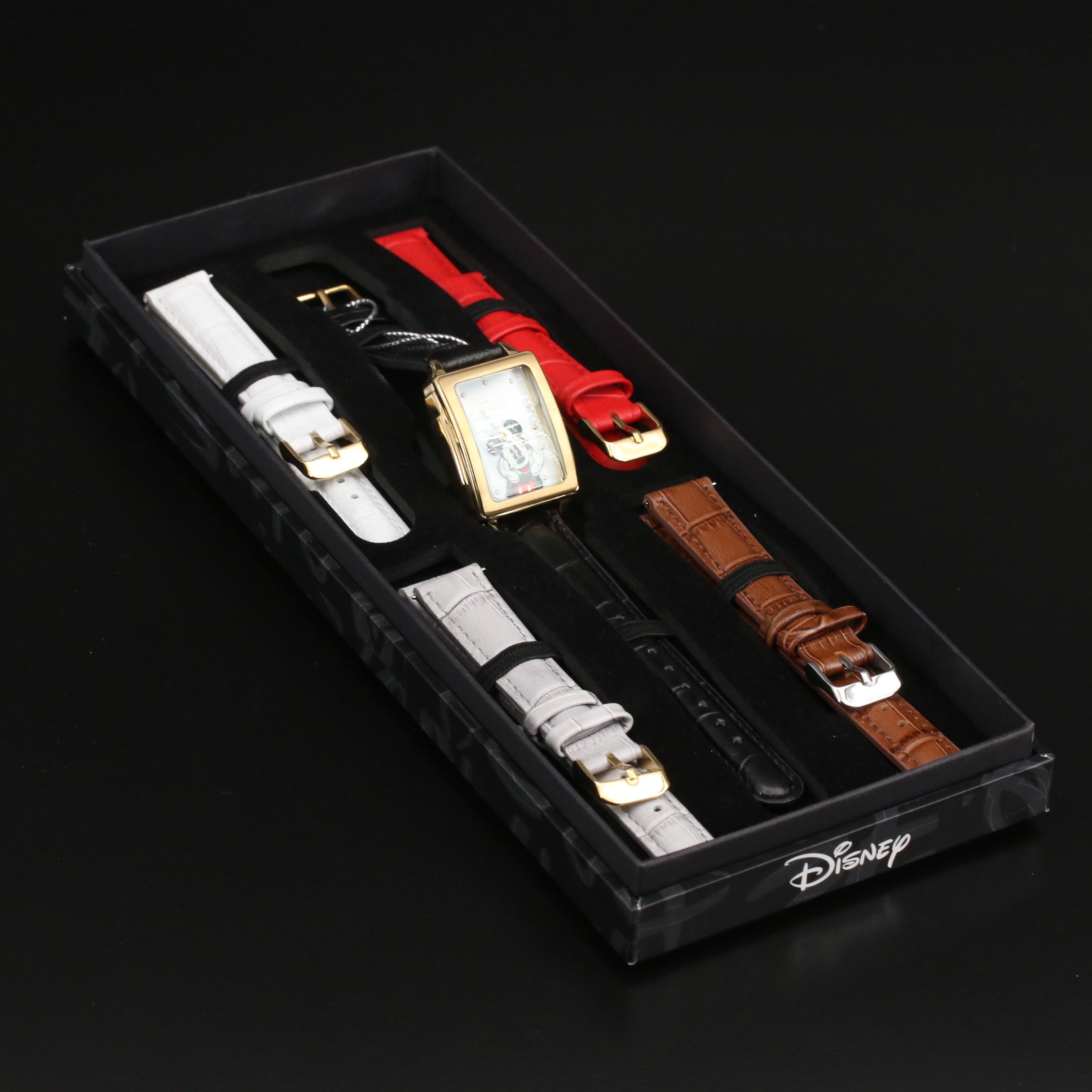 Accutime Disney Mickey Mouse Gold Tone Quartz Watch