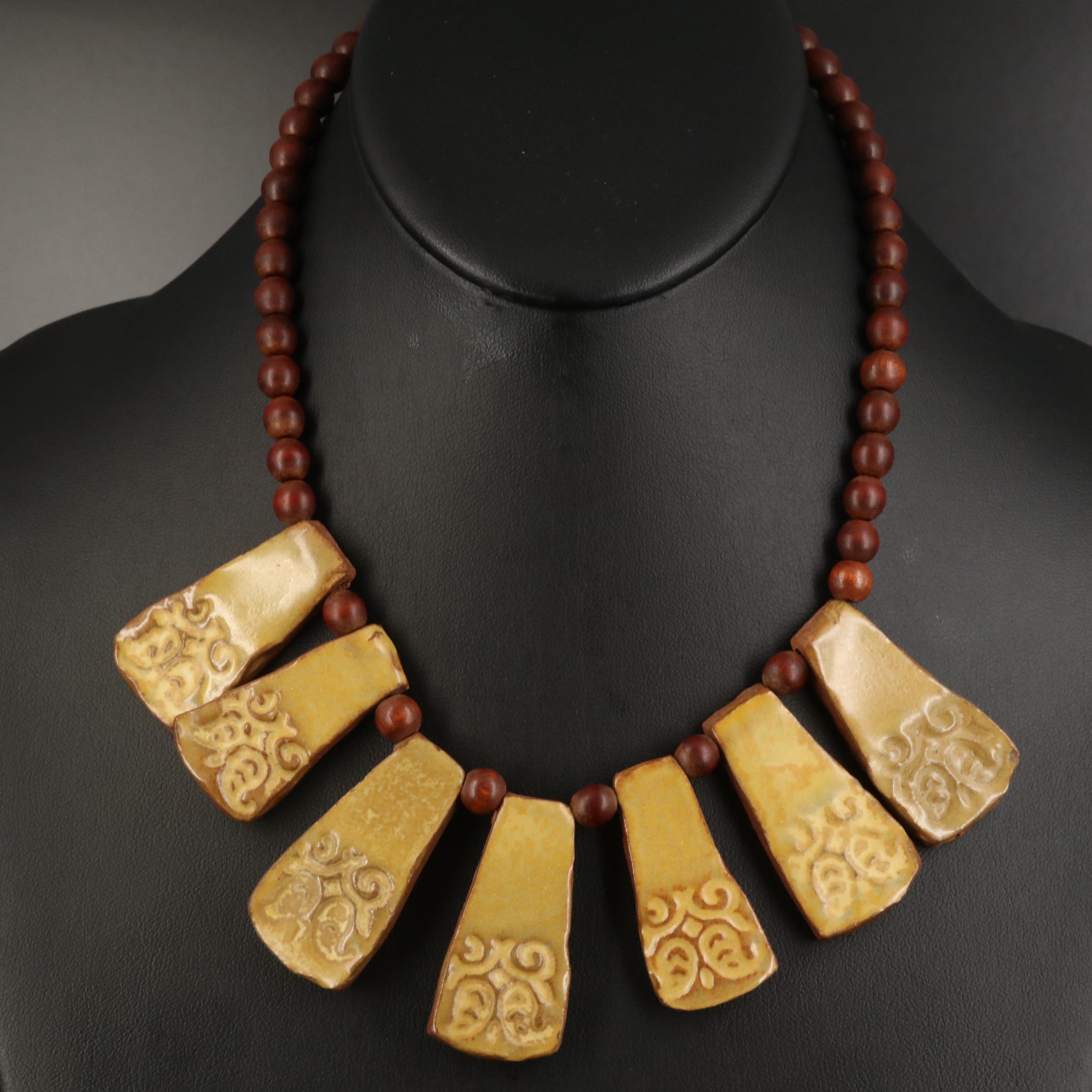Northern India Tribal Necklaces with Ceramic and Bloodstone