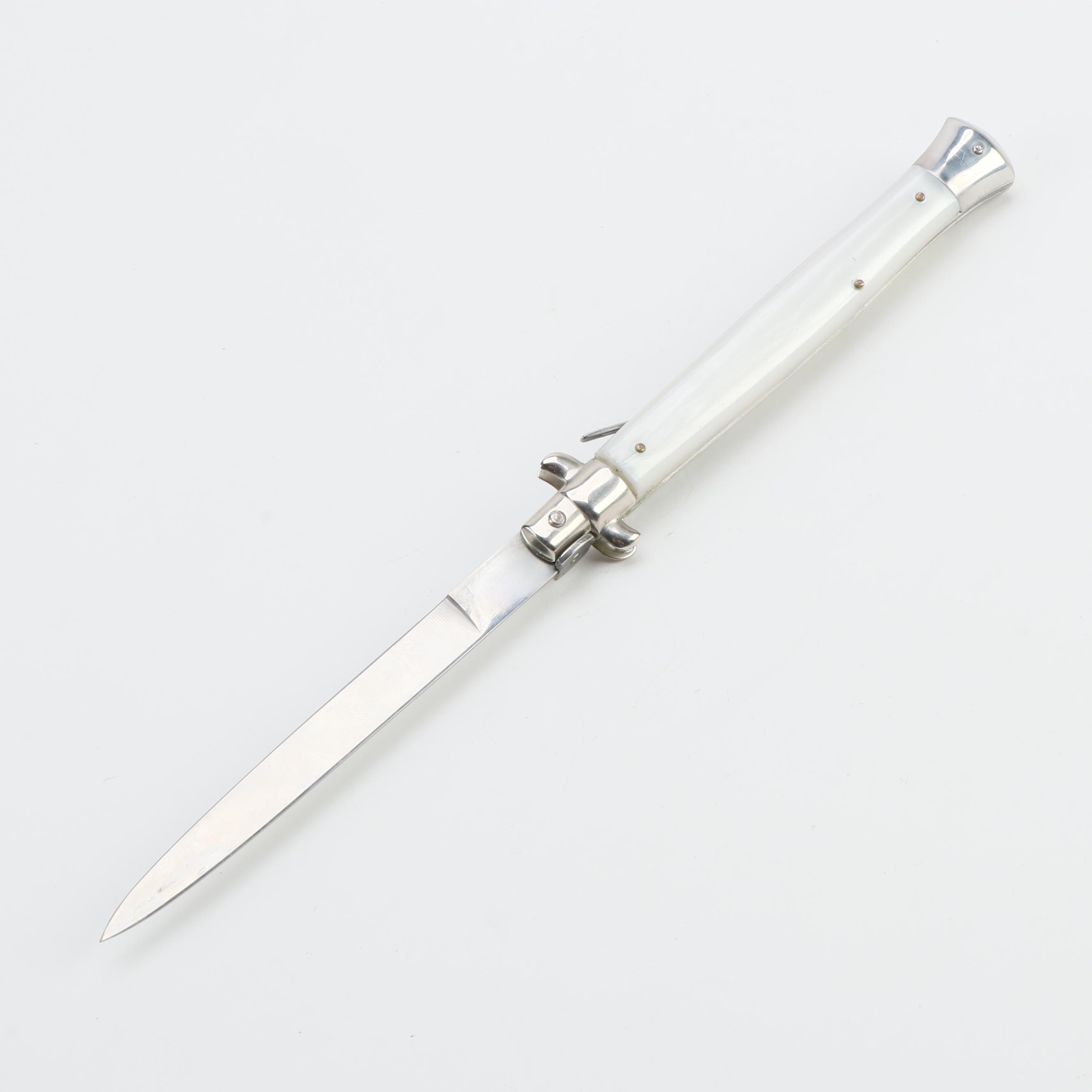 J Inox Stiletto Switchblade Side-Open Push Button Knife