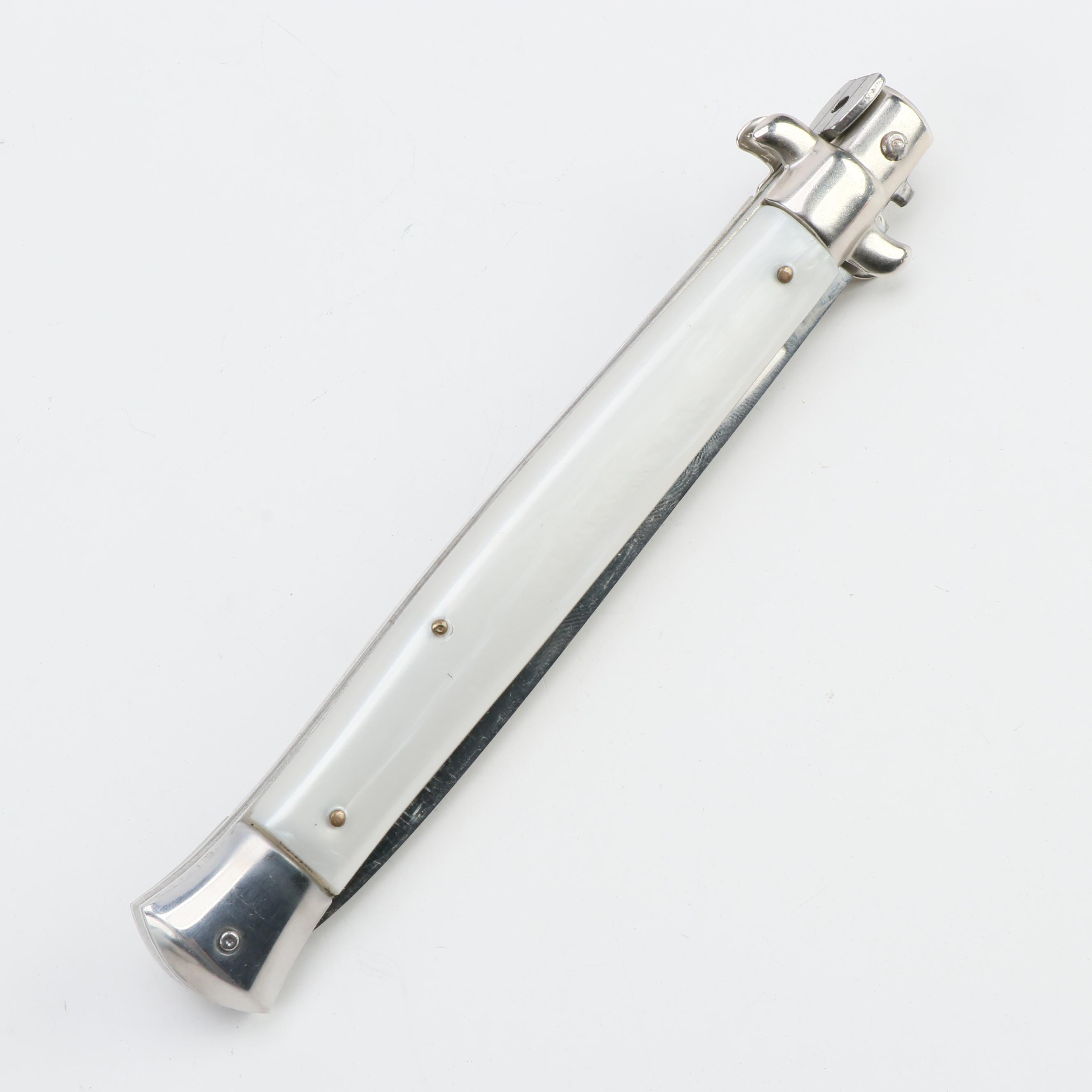 J Inox Stiletto Switchblade Side-Open Push Button Knife